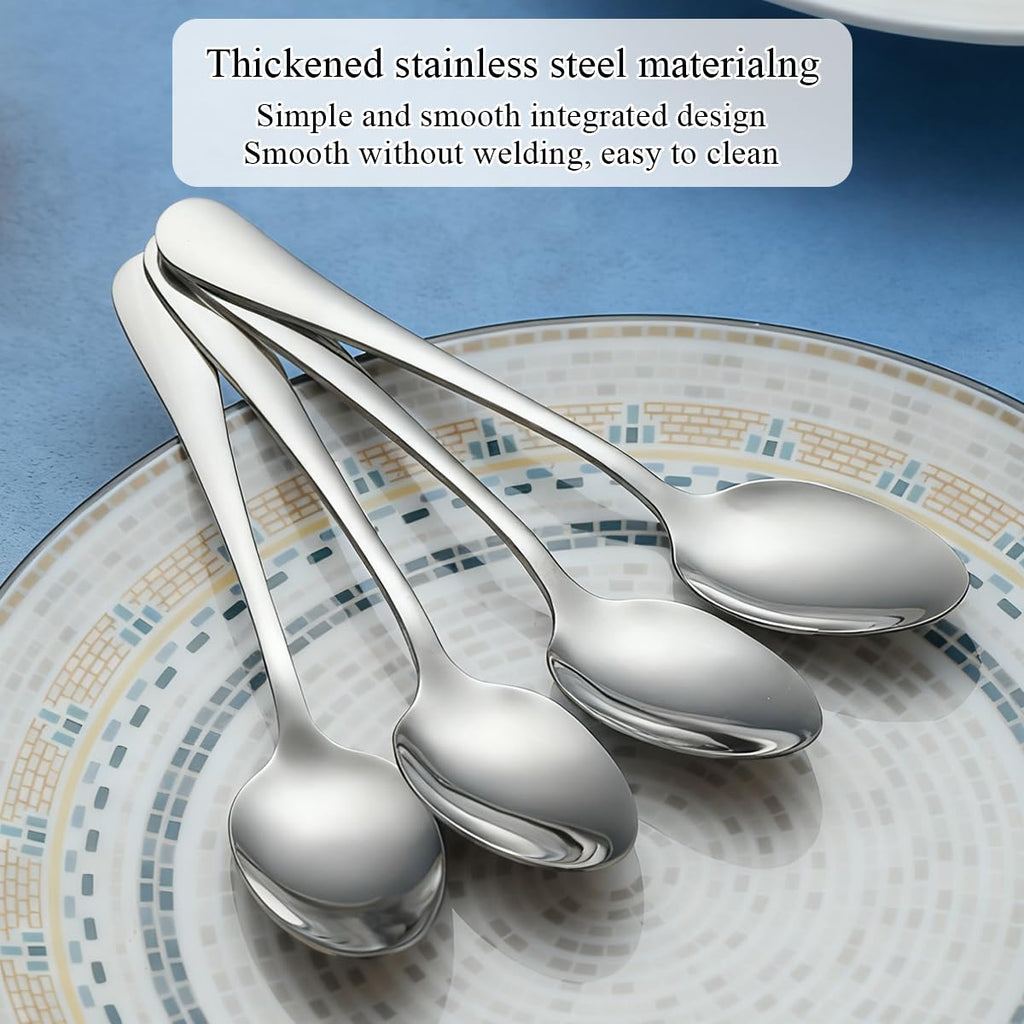 Berglander Dinner Spoons Set 24pcs, 18.7cm Food Grade Stainless Steel Silverware Soup Spoon Tablespoon for Home, Hotels or Restaurant Mirror Polished, Dishwasher Safe