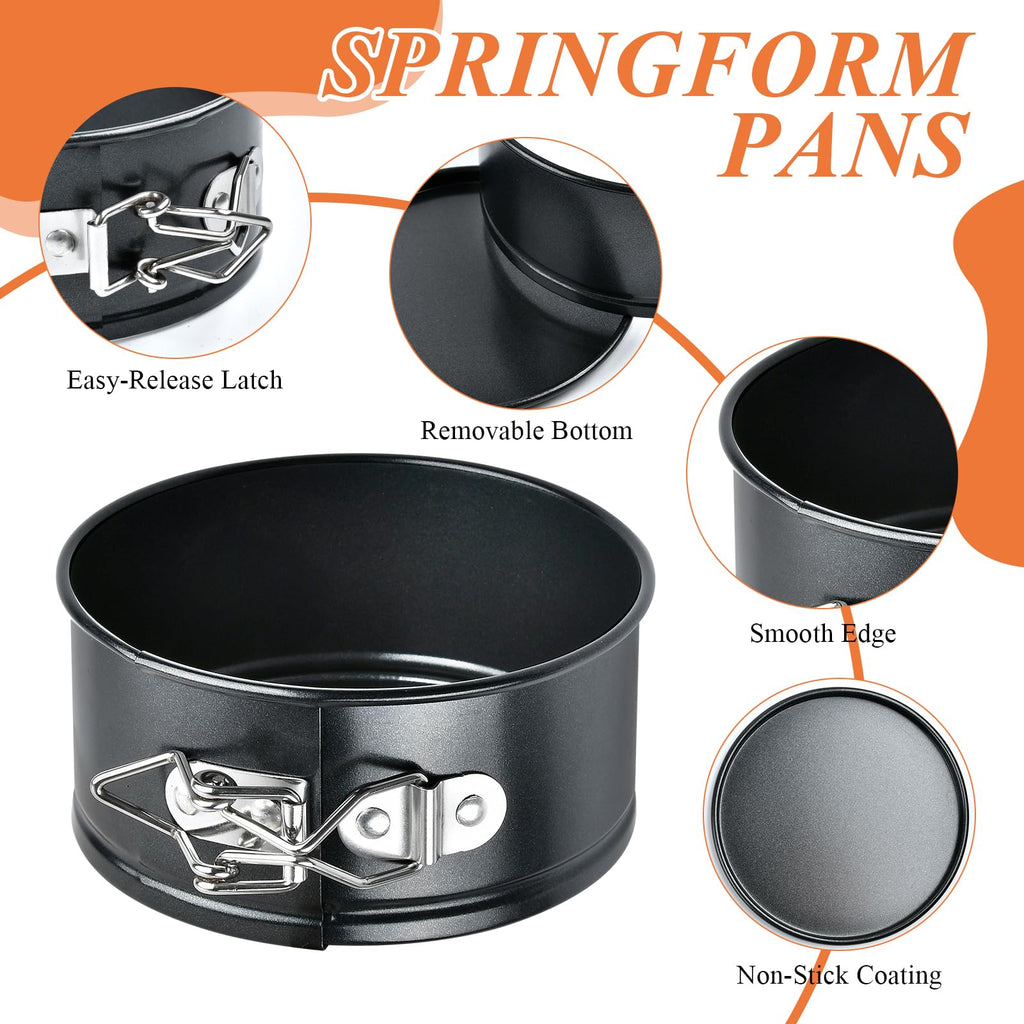 Supkiir 8Pcs 4Inch Springform Pans, Round Mini Cheesecake Pan with Removable Bottom, Small Leak-Proof Cake Pans Non-Stick Baking Cake Mold for Cheesecakes Pizzas Quiches Pie