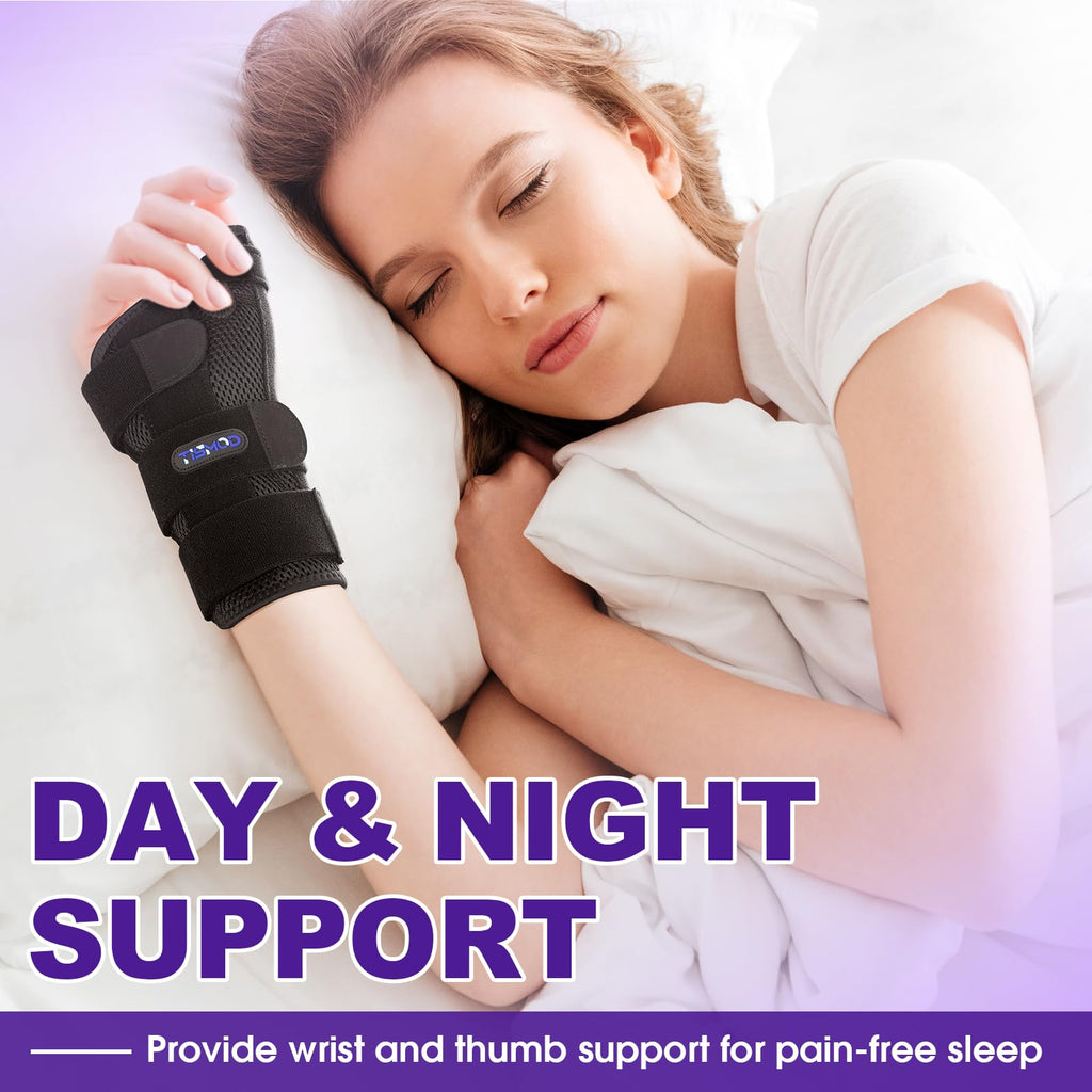 TISMOD Wrist Brace Carpal Tunnel with Thumb Support,Adjustable Night Thumb Spica Splint Right Left Hand,Wrist Guard Stabilizer Arthritis,Tendonitis,syndrome,De Quervain's Tenosynovitis Women Men
