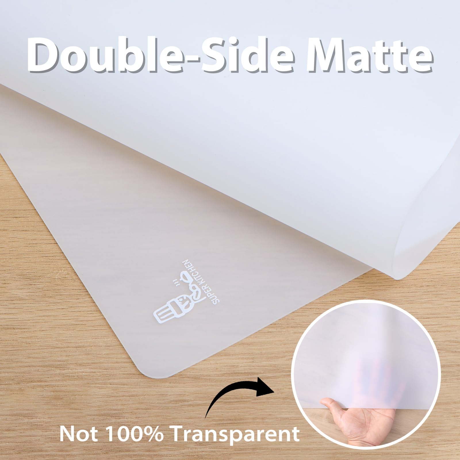Super Kitchen Extra Large Multipurpose Silicone Nonstick Baking Mat, Pastry Mat, Heat Resistant Nonskid Table Mat, Countertop Protector, 23.4'' by 15.6'' (Clear, 23.4 x 15.6)