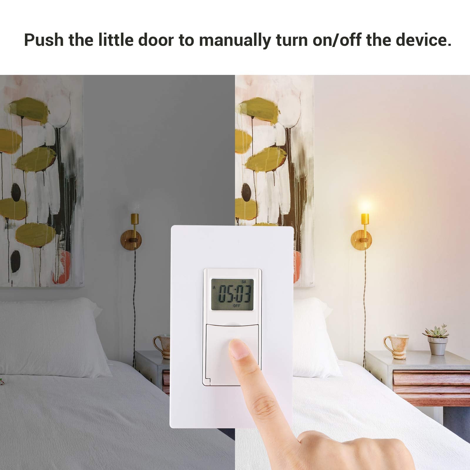 DEWENWILS Indoor in Wall Timer Switch for Light, 7 Day, 7 ON/Off Settings, DST RDM Mode, Programmable Digital Switch Timer for Lights, Fans, Motors, Neutral Wire Required, ETL Listed