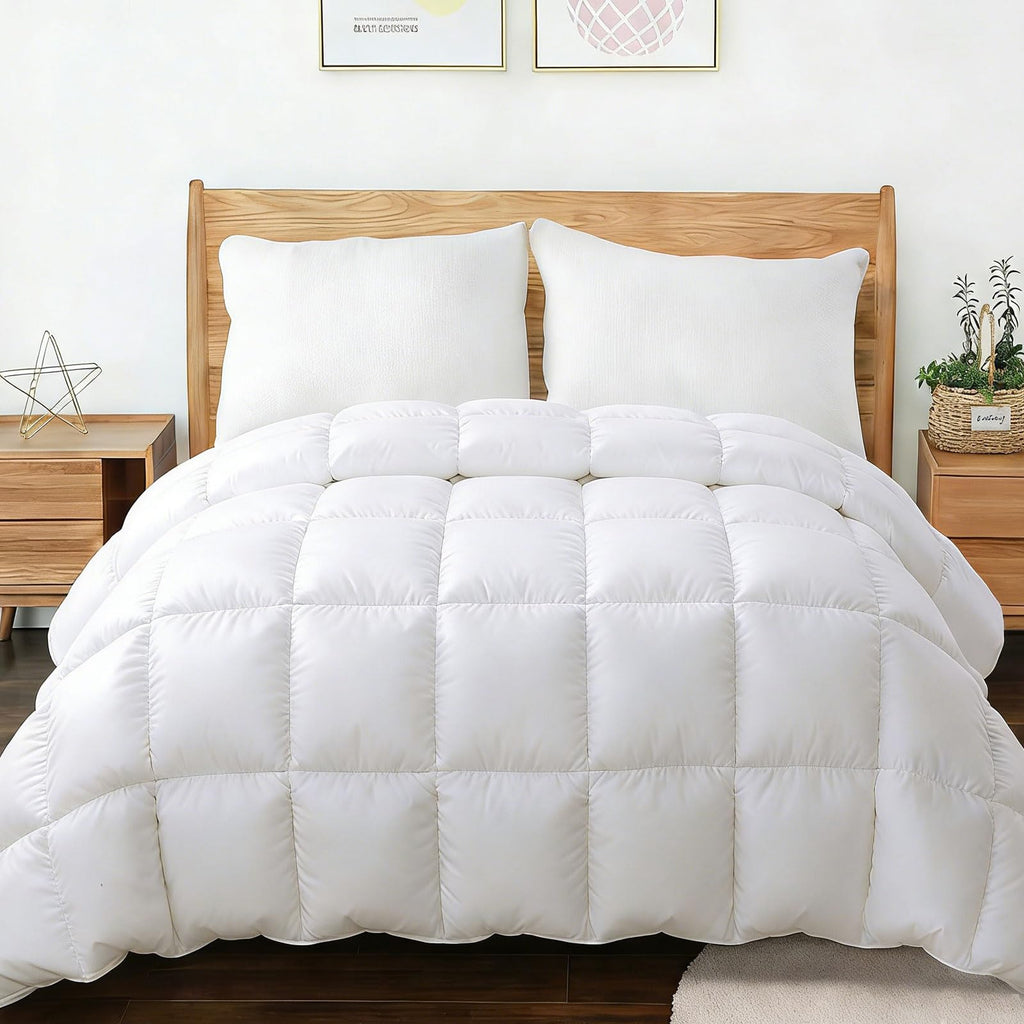 All Season Queen Size Comforter -Soft Quilted Down Alternative Breathable Duvet Insert with Corner Tabs - Luxury Hotel Collection-Reversible Fluffy Washable(88 by 88 inches,White)