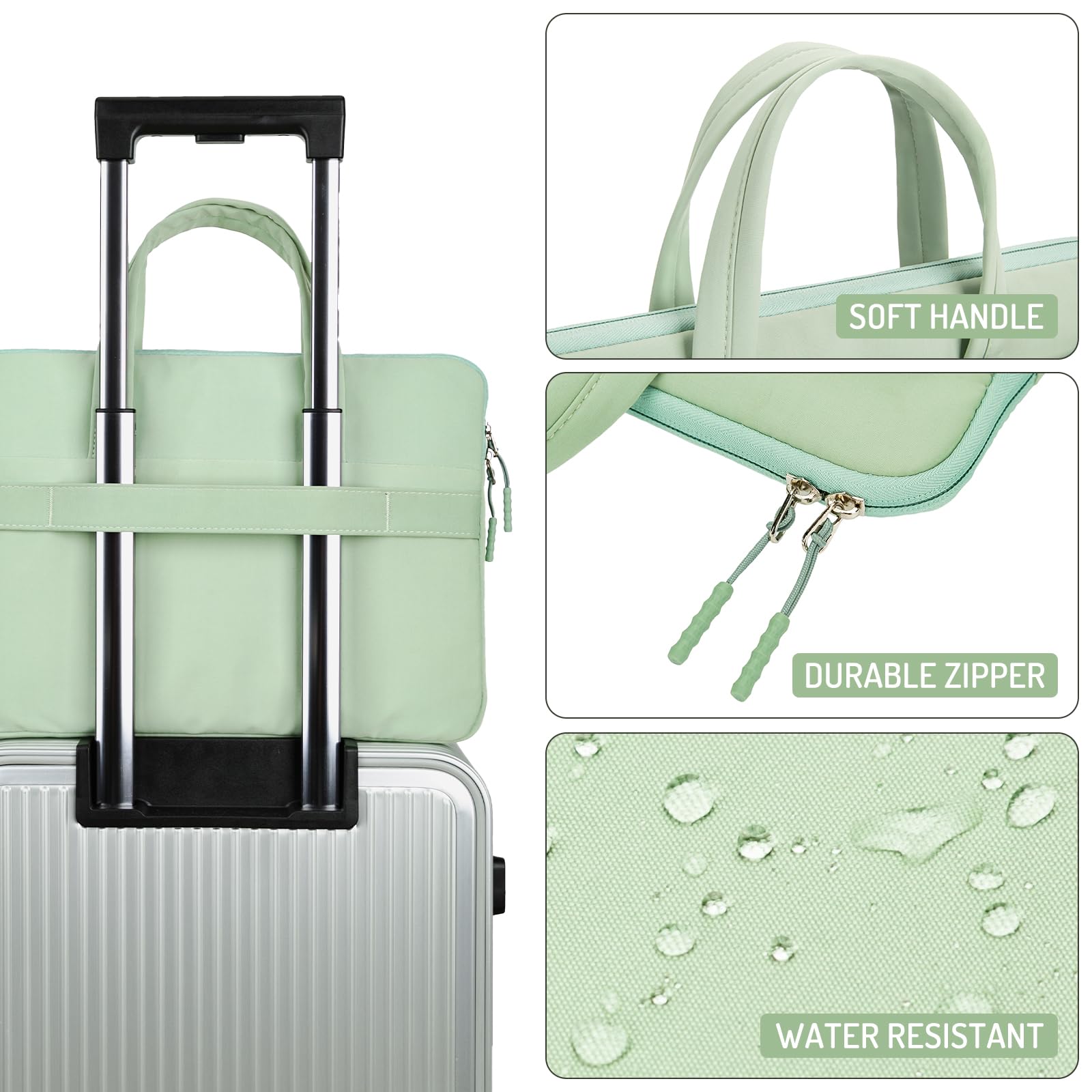 MicaYoung 15.6 Inch Laptop Case Carrying Bag Sleeve Cover, Waterproof Soft Small Briefcase for 15 15.6 16 inch Acer Asus Dell HP Thinkpad Chromebook Computer Notebook, Green