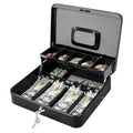 Jssmst Large Cash Box with Lock - 2017 New Metal Money Box 100% Safe, 11.8L x 9.5W x 3.5H Inches, Black, SM-CB0501L