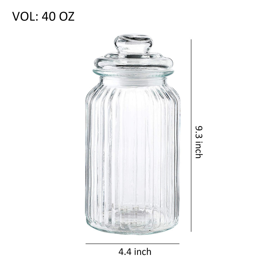 Gala Houseware Airtight Glass Storage Canisters, Set of 3 Clear Glass Storage Jars Bottles, Kitchen Food Storage Containers and Pantry Organizer (D: 4.4" x H.: 5.7" / 7.3" / 9.3")