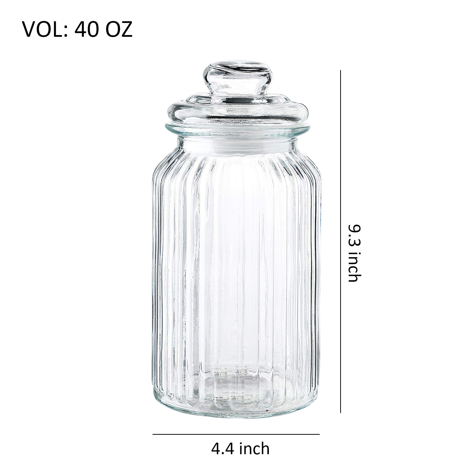 Gala Houseware Airtight Glass Storage Canisters, Set of 3 Clear Glass Storage Jars Bottles, Kitchen Food Storage Containers and Pantry Organizer (D: 4.4" x H.: 5.7" / 7.3" / 9.3")