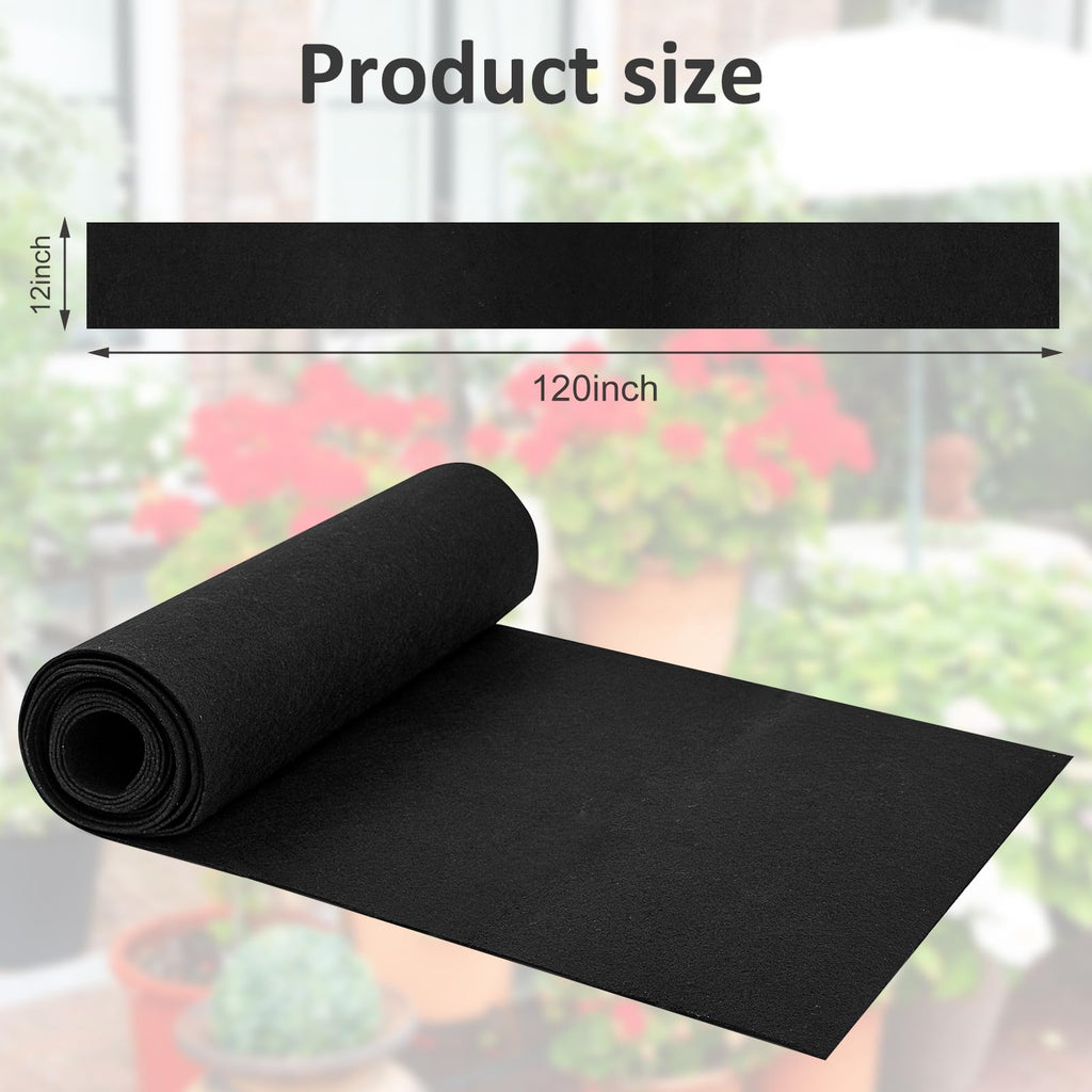 12 x 120 inch Fabric Planter Liner Roll, Felt Plant Box Liner Non Woven Coconut Basket Liner Alternative Flower Pot Mat Black Coco Liner Roll Replacement for Planters Hanging Baskets Garden Window Box