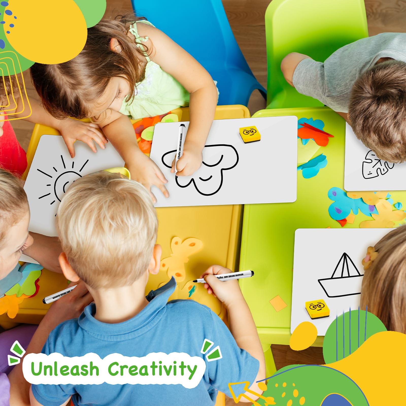 Ohuhu 12-Pack Mini White Boards, 9 x 12 Inch Double-Sided Plain Whiteboards Set – Includes 12 Individual Small Dry Erase Boards,12 Markers & 12 Erasers, Ideal for Classrooms, Homeschools & Group Games