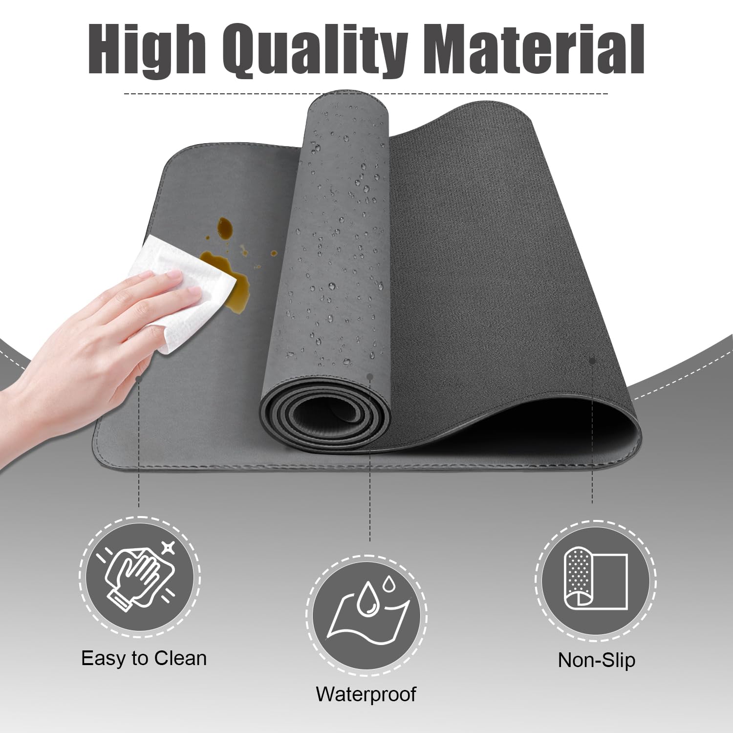 Leather Desk Pad Protector, 39.4'' X 17'' Large Mouse Pad, Office Desk Mat, Non-Slip PU Leather & Suede Base Desk Blotter, Laptop Desk Pad, Desktop Mat for Office Home, Dark Gray