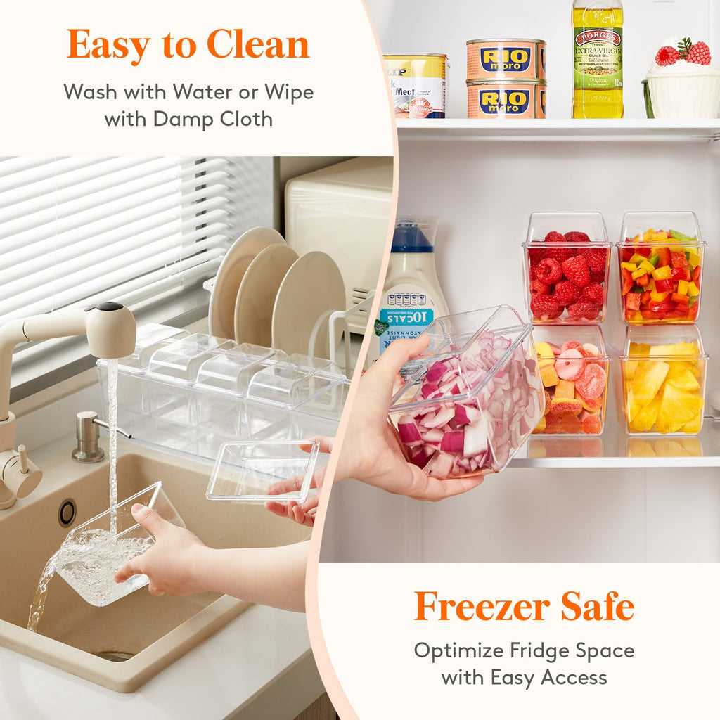 Lifewit Ice Chilled Condiment Caddy with 5 Containers(2.5 Cup), Condiment Server with Separate Lids, Serving Tray Platter with Removable Dishes for Bar Accessories, Fruit, Salad, Taco, Party Garnish