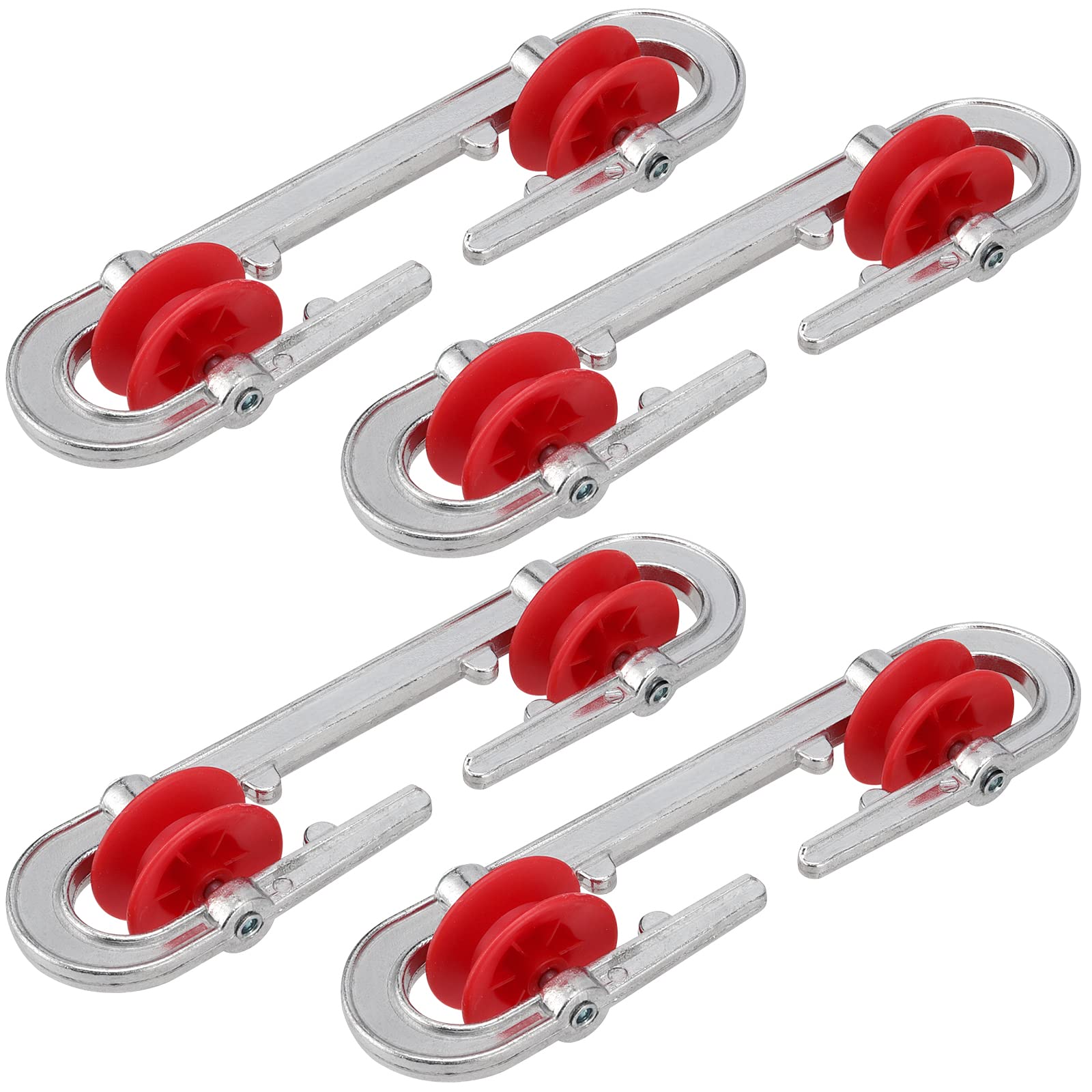 KEILEOHO 4 Pack Aluminum Clothesline Spreader, Pulley Clothesline Accessories, Plastic Wheel Splitter for Heavy Loads and Long Clothesline, Silver