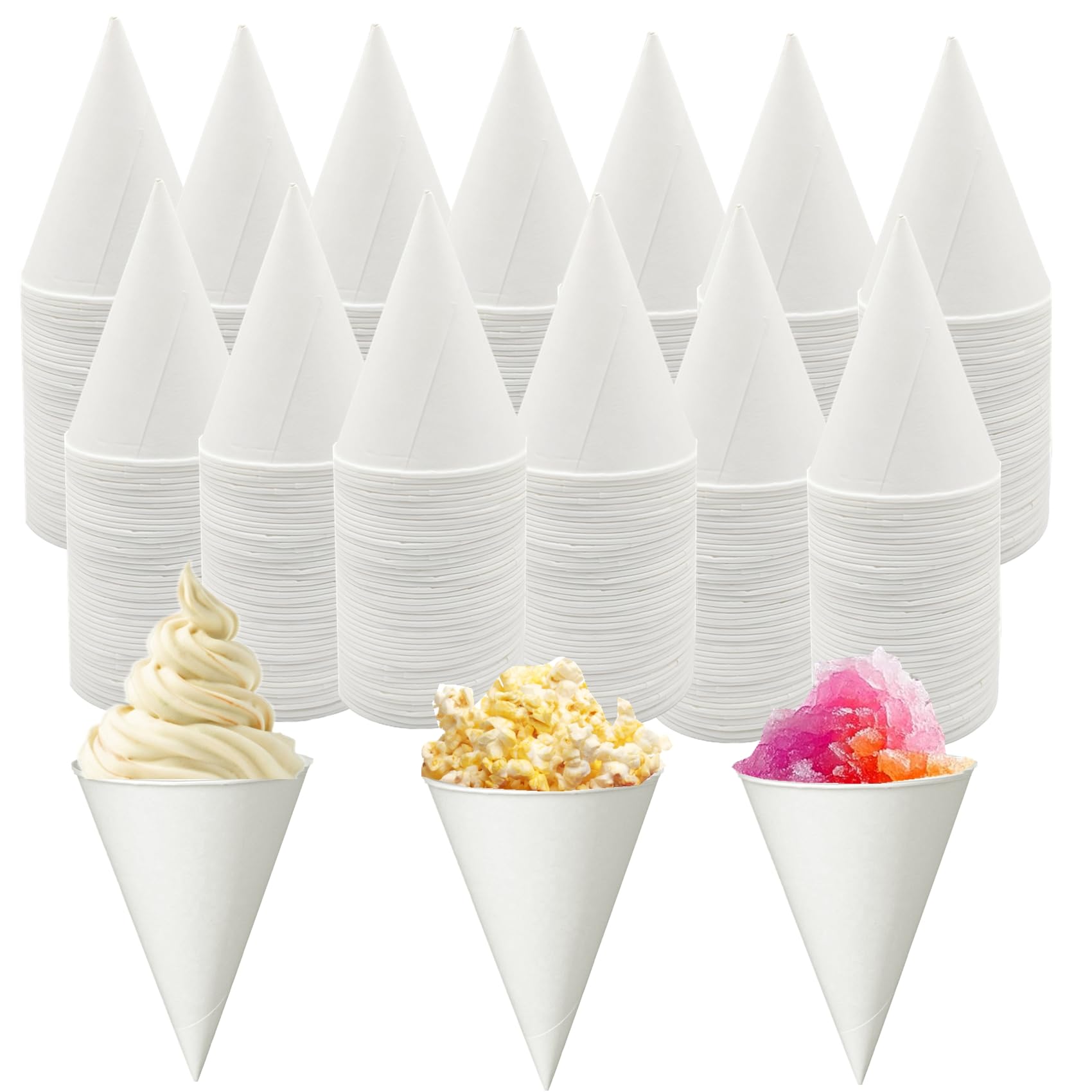 600 Pack Cone Water Cups, 4OZ Disposable Paper Snow Cups for Water Dispenser, Office Water Cooler, Sports Teams Fundraiser Craft Funnel for Shaved Ice Oil Protein Powder Drinks