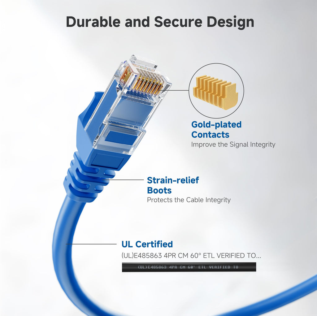 Cable Matters 5-Color Combo Snagless Cat6 Ethernet Cable (Cat6 Cable/Cat 6 Cable) 5 Feet - Available 1FT - 14FT in Length