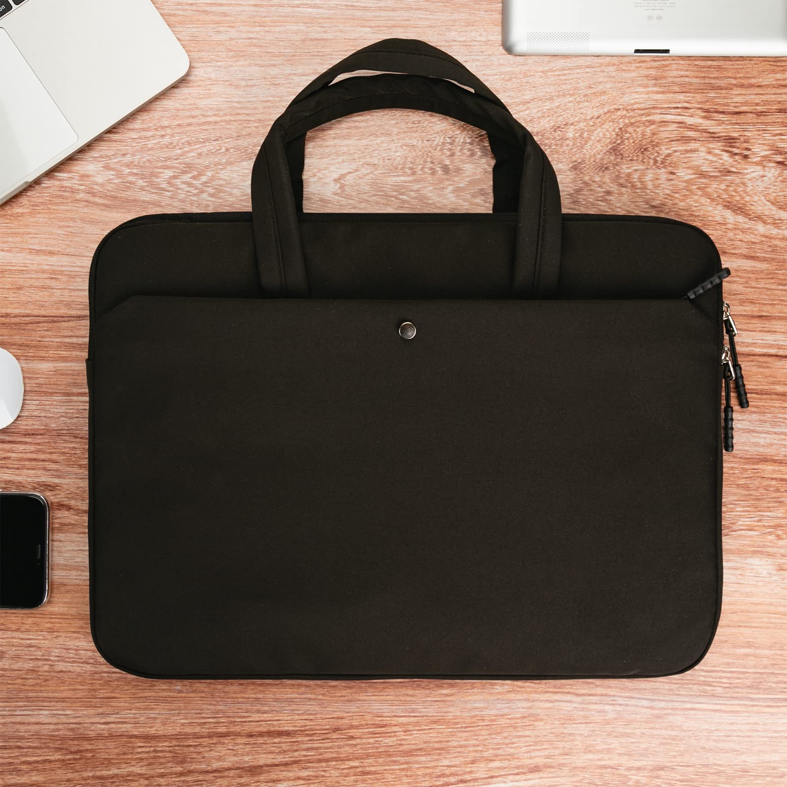MicaYoung 15.6 Inch Laptop Case Carrying Bag Sleeve Cover, Waterproof Soft Small Briefcase for 15 15.6 16 inch Acer Asus Dell HP Thinkpad Chromebook Computer Notebook, Black