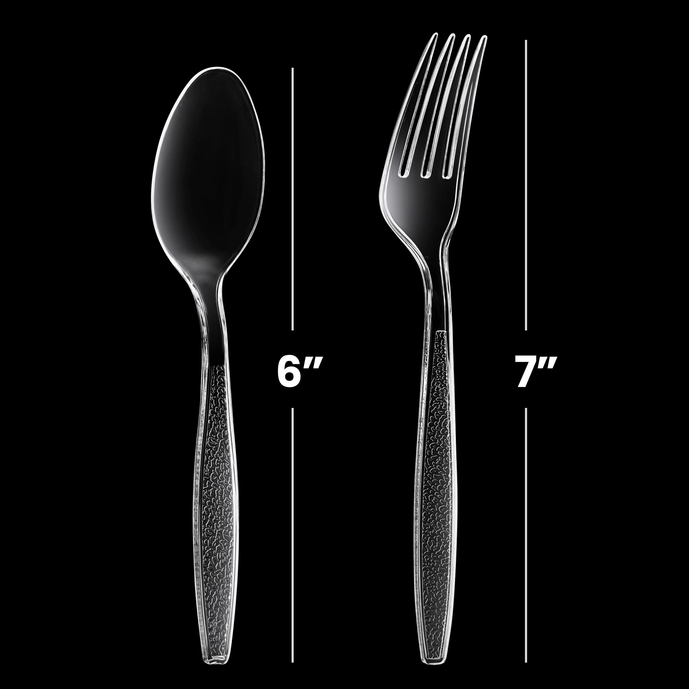 Plastic Forks and Spoons Set - (Bulk Pack 360 Pcs) Clear Plastic Cutlery Utensils Heavy Duty, 180 Forks and 180 Spoons, Silverware Sets for Party Supplies, Dinners, Take-Out, Catering, Food Services