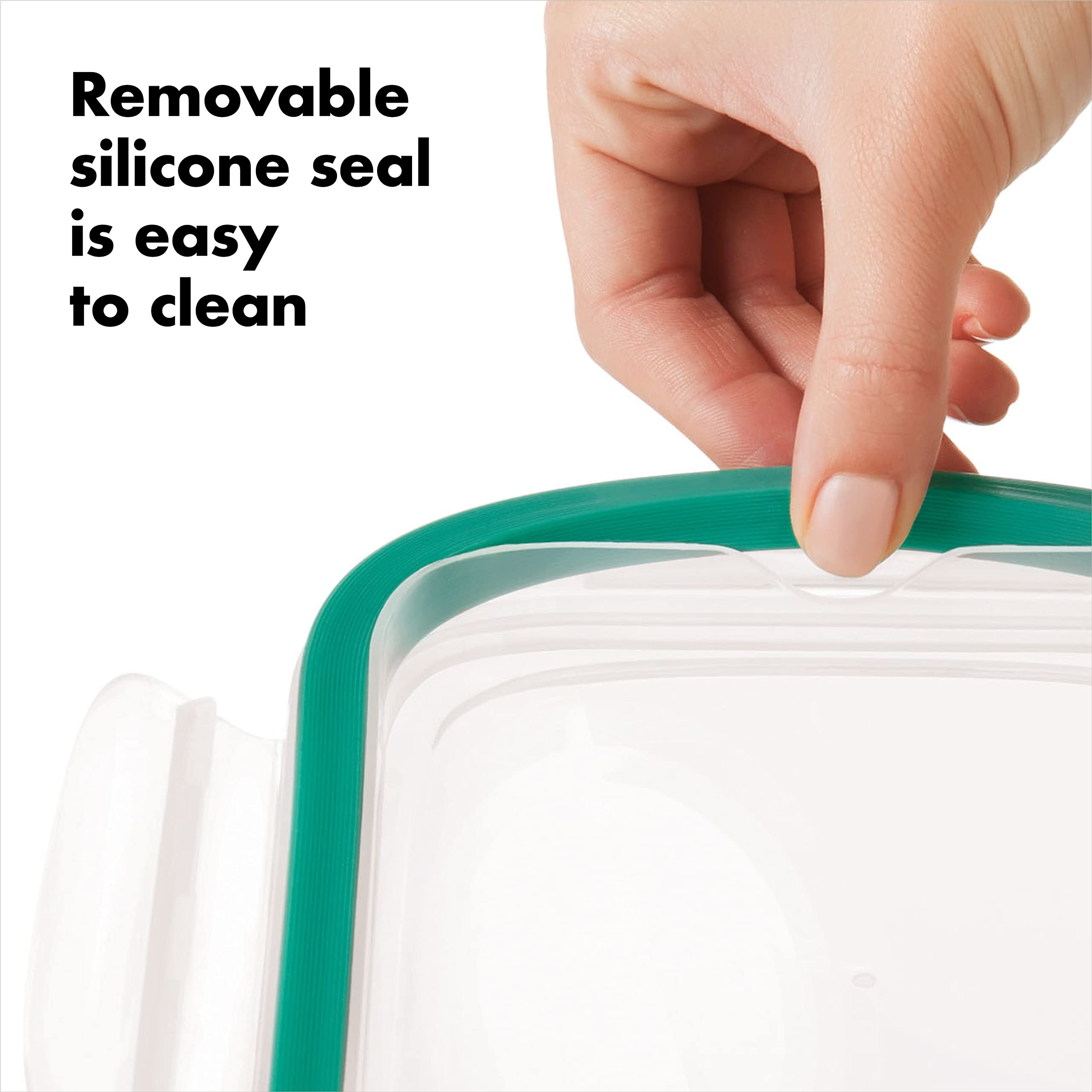 OXO Good Grips 3.5 Cup SNAP Leak Proof Glass Rectangle Food Storage Container, Clear