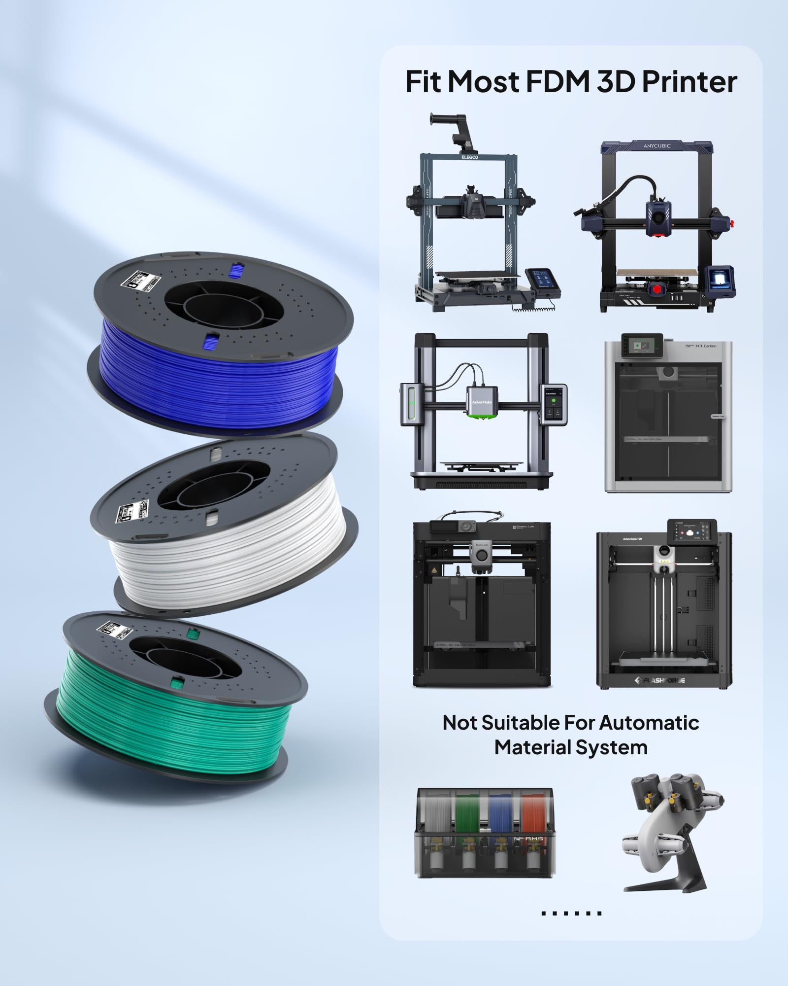 ELEGOO TPU Filament 1.75 mm Black 1KG, 95A Flexible Soft 3D Printing Filament Dimensional Accuracy, for Most FDM Printers