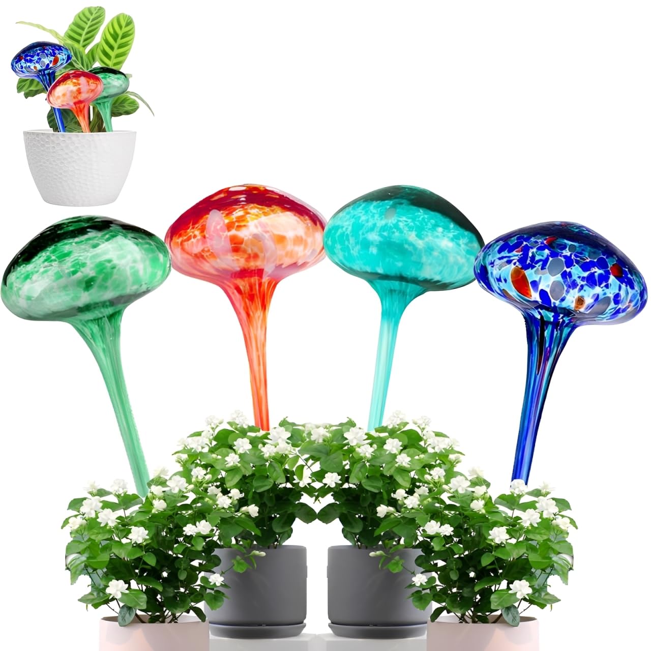 Guwealthy Plant Watering Globes 4 Pcs - Plant Water Devices,Self Watering Planter Insert (170ml)