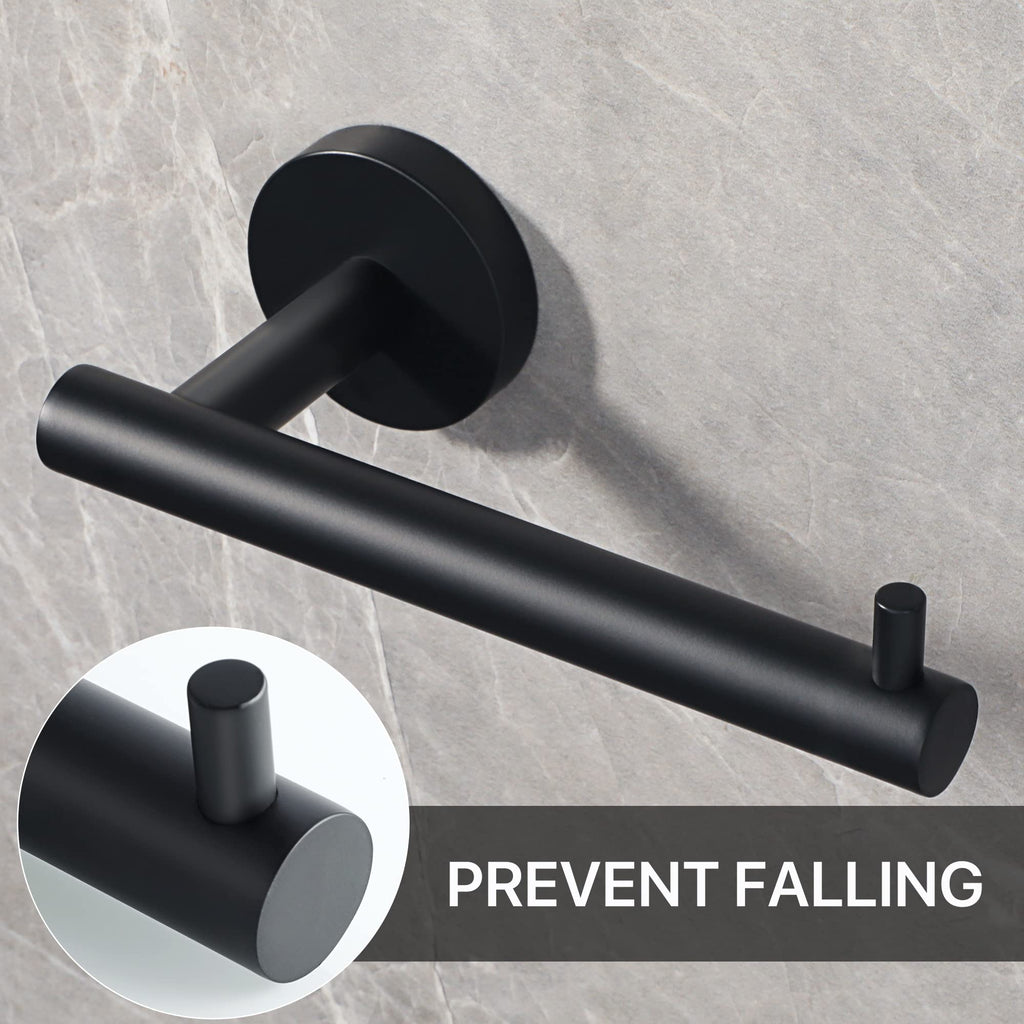 SAYAYO Black Toilet Paper Holder, Toilet Roll Holder Wall Mounted, SUS304 Stainless Steel Toilet Paper Roll Holder for Bathroom Kitchen, Round Base Style