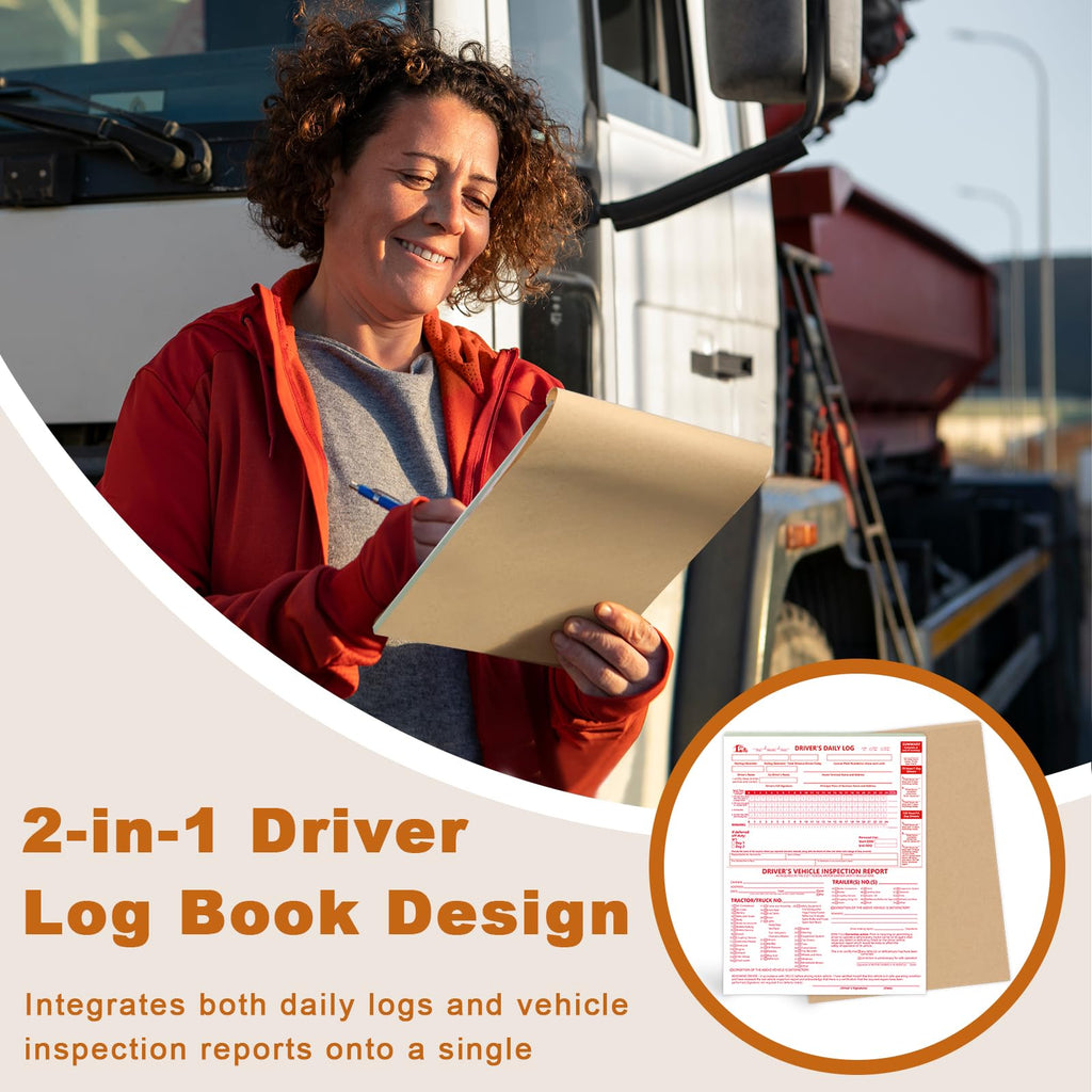 70 Sheets 2-in-1 Driver Vehicle Inspection Report Book 8.5x11 inch Drivers Daily Log Book Large Pretrip Checklist Notebook for Truck Driver
