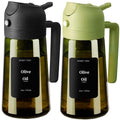 SWEET VIEW 2PCS Olive Oil Dispenser and Oil Sprayer – 16oz/470ml Glass Light-Proof Oil Pourer for Kitchen with Stickers for Air Fryer, Cooking, Salad, and BBQ