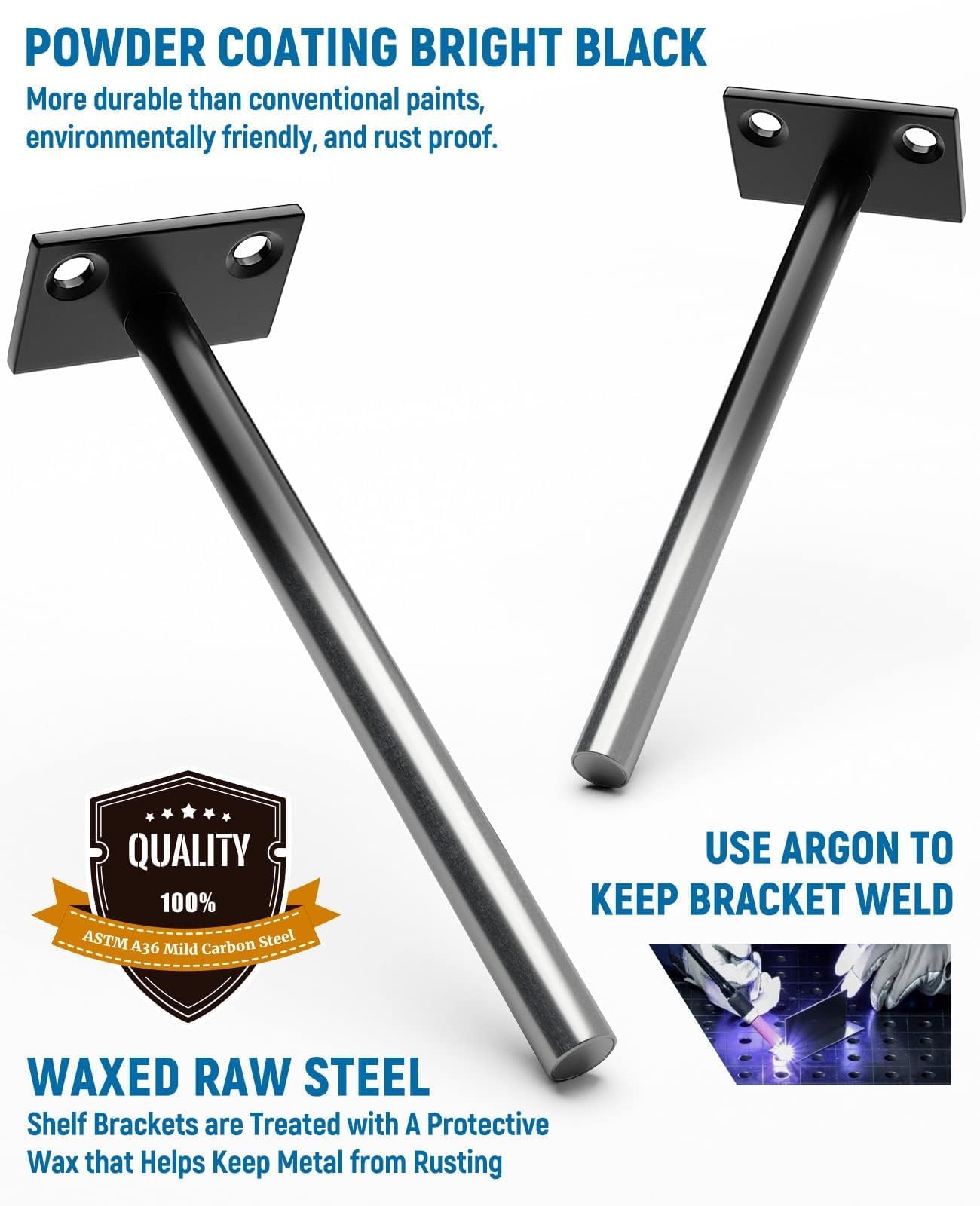 LEOPO 8 Pack-6 inch Floating Shelf Bracket, Hidden Brackets for Wood Shelf