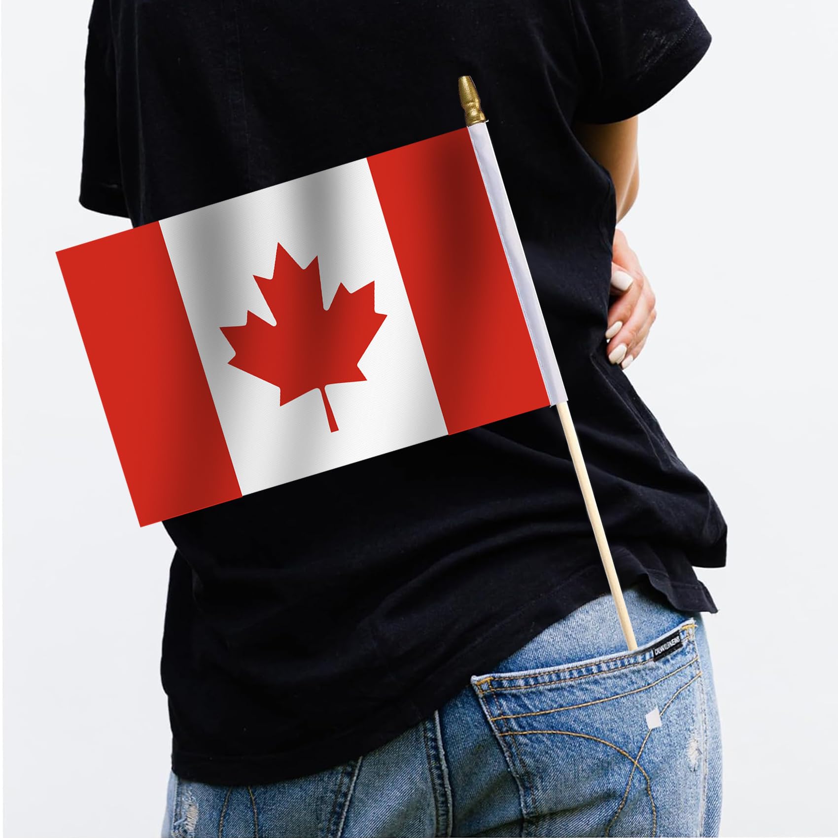 LOT OF 50-Small Canadian Flags on Stick 4x6 in,Canada Day Outdoor Decor Small Mini Flags Hand Held Stick Flags Spear Top For Outside Patriotic Holiday Yard Patio Parade Marker