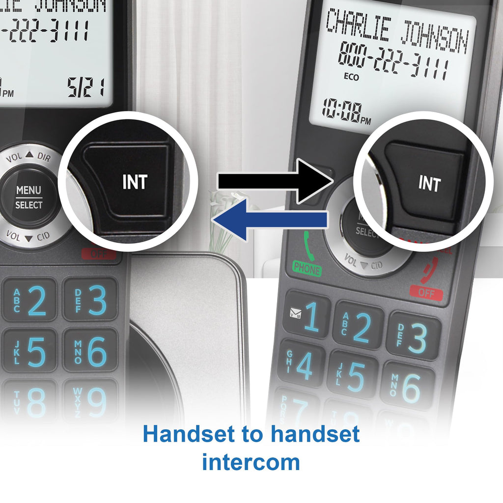 AT&T GL2101 DECT 6.0 Cordless Home Phone with Call Block, Caller ID, Full-Duplex Handset Speakerphone, 2" White Backlit Display, Lighted Keypad (Graphite & Black)
