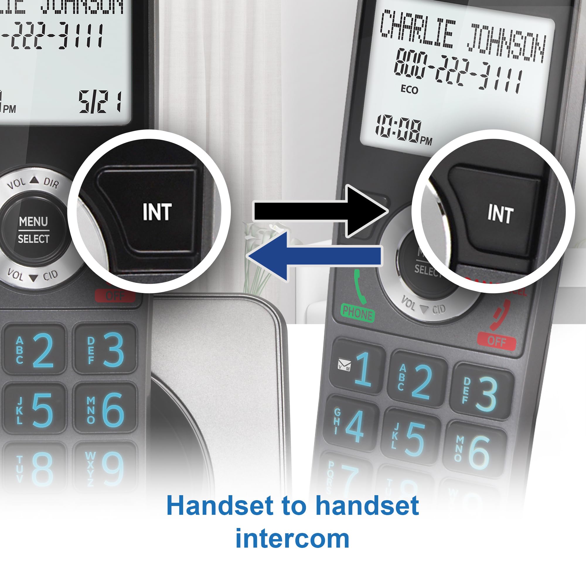 AT&T GL2101 DECT 6.0 Cordless Home Phone with Call Block, Caller ID, Full-Duplex Handset Speakerphone, 2" White Backlit Display, Lighted Keypad (Graphite & Black)