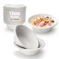 TaidMiao 12 oz Disposable Biodegradable Paper Bowls, Microwave Safe Sugarcane Fiber Bowls for Hot Soup Salads Fruit, Eco-Friendly White Bowls for Parties & Daily Use, 100 Count