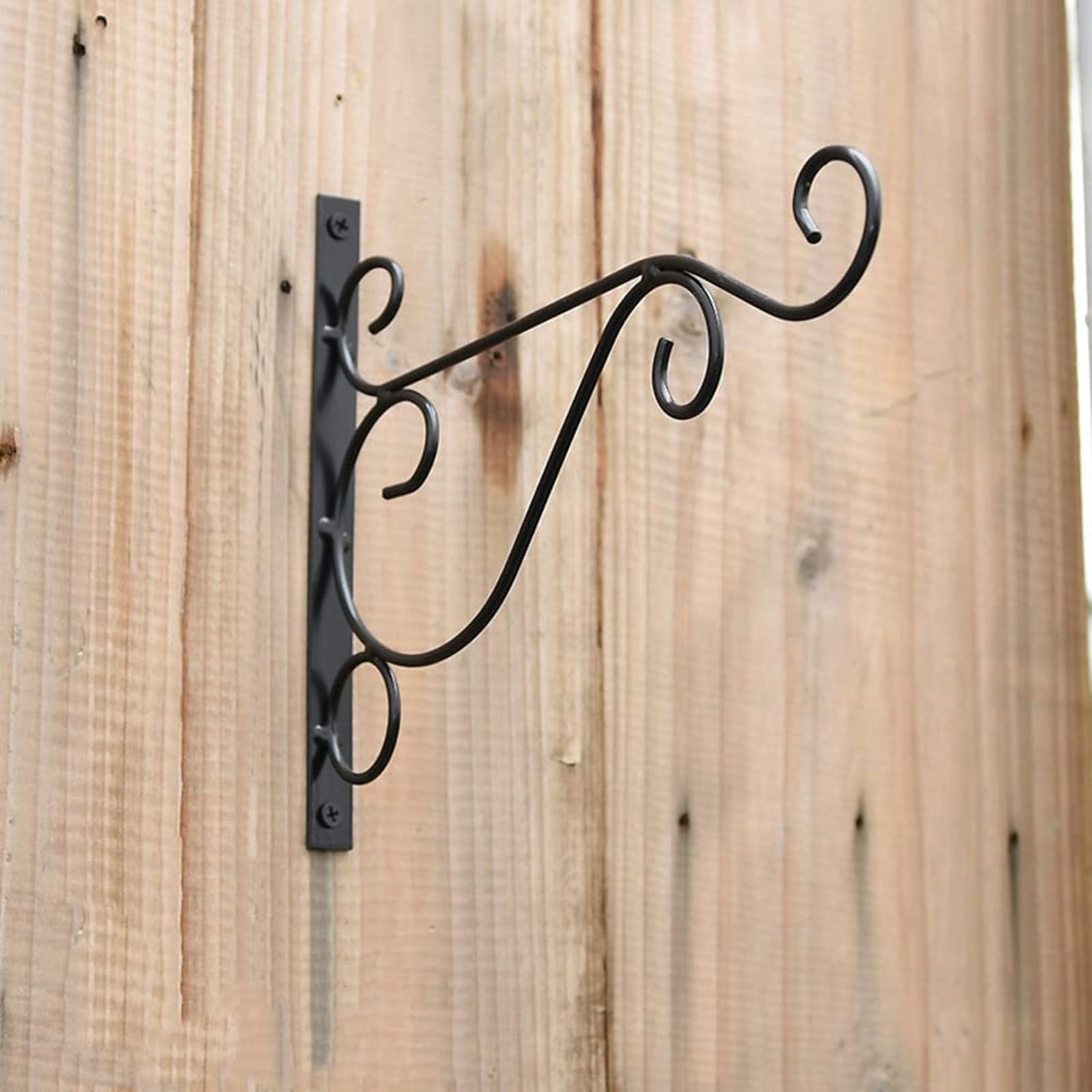 4 Pack Plant Hanging Hooks for Wall, Black Metal Iron Brackets, Decorative Indoor & Outdoor Garden Tree Fence Rack, Flower Pot Hangers for Potted Plants, Bird Feeder, Lantern, Wind Chime, Solar Lights