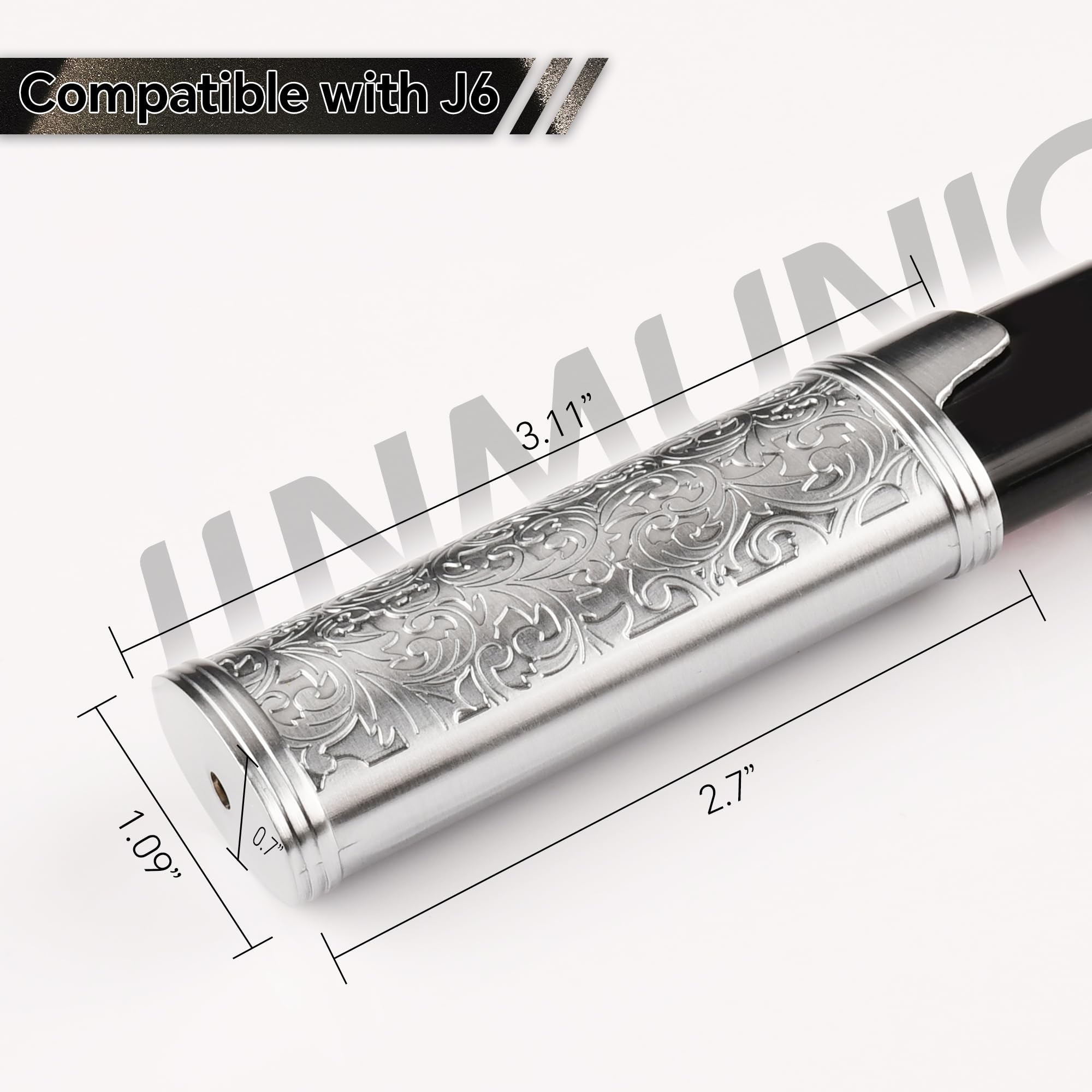 JINMUNIC 2pcs Lighter Case Cover Holder Metal Vintage Floral Stamped Fit for BIC Full J6 Series Lighter