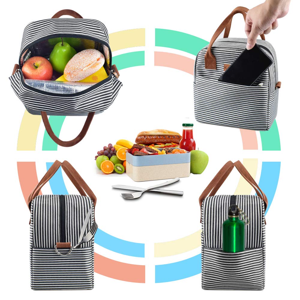 KATUMO Lunch Bag Insulated Tote Bag Reusable Lunch Box with Removable Shoulder Strap Thermal Cooler Bag for Kids and Adult, Ideal for Work/School/Outdoor Activity