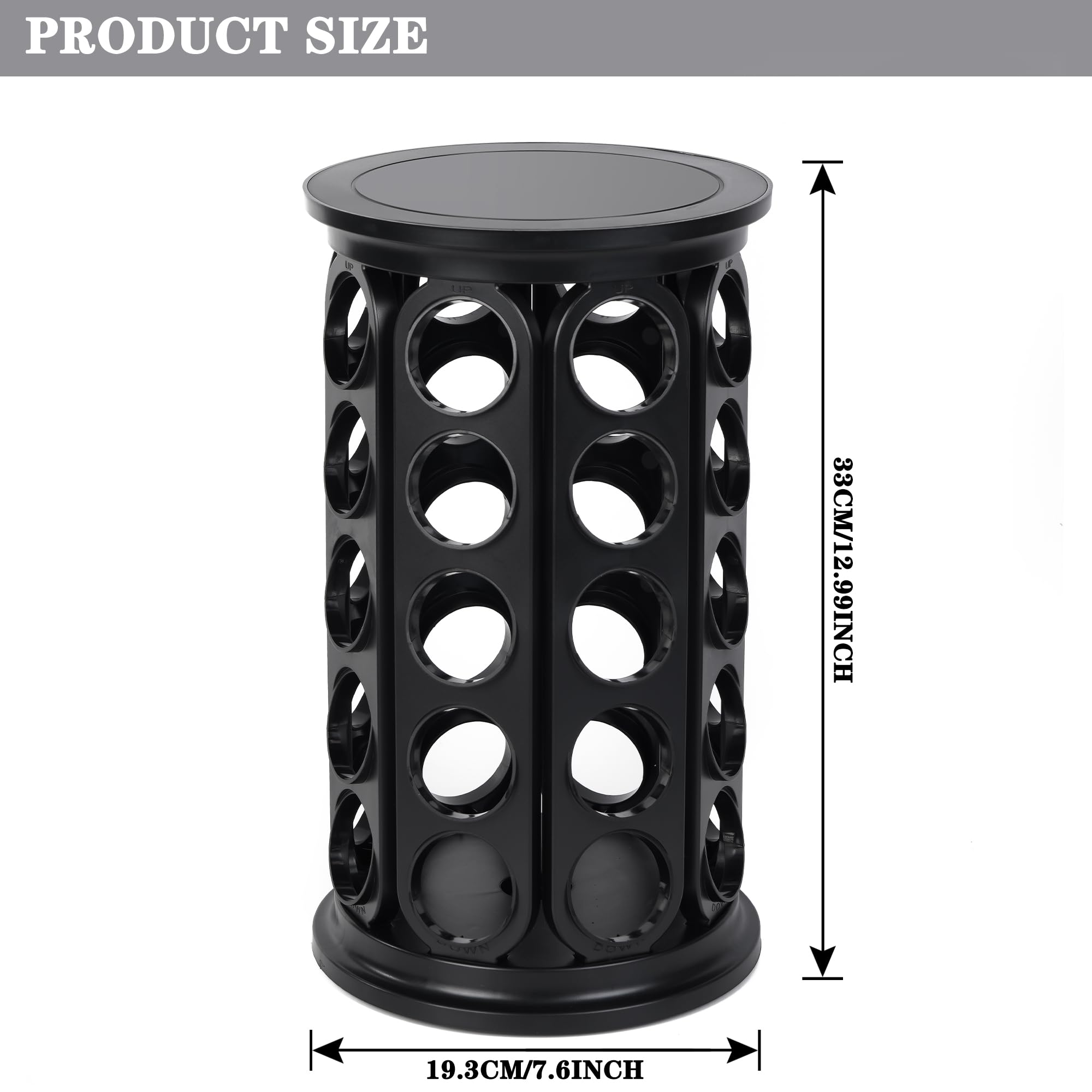 JMBTLUS Coffee Pod Holder, Holds 40 K Cup Coffee Capsules, Large Capacity Round Organizer with 360-Degree Rotation, Black
