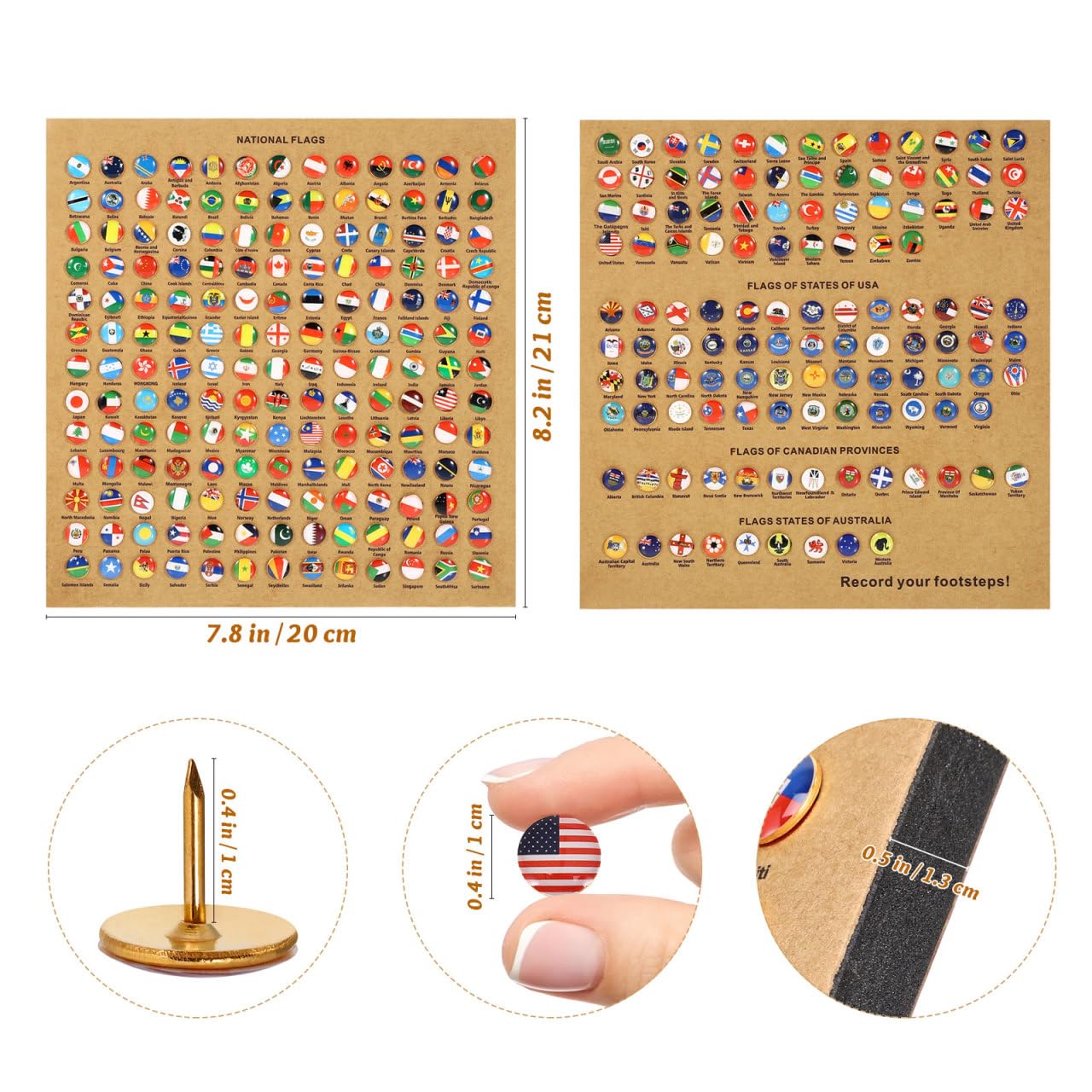 Veemoon 291 Piece Country Flag Pushpins Colorful National Flag Thumbtacks for Maps Bulletin Boards and Calendars Ideal for Home and Office Use