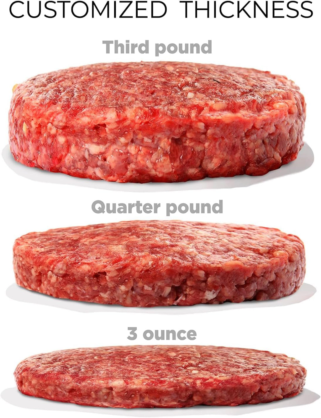 Hamburger Press Patty Maker - Adjustable 1/4lb to 3/4lb Burger Press Patty Maker with Patty Ejector - Adjustable Thickness for Burgers, Crab Cakes, and Sausage - Patty Paper Included