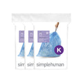 simplehuman Code K 60 Count, Dispenser Pack Custom Fit Liners, Drawstring Trash Bags, 35-45L / 9-12 Gallons, Blue