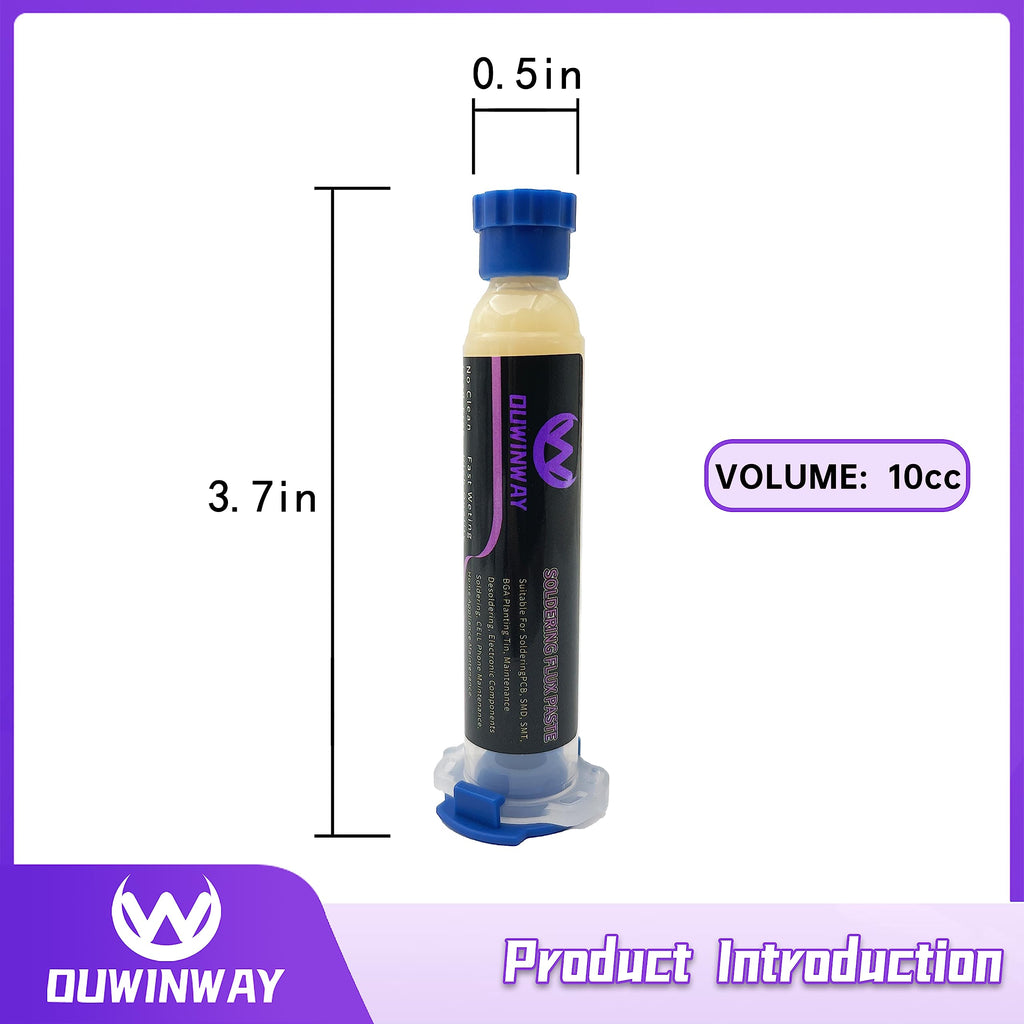 Ouwinway 4-Pack no Clean Soldering Flux Paste,Solder Flux for Electrical Soldering,for Copper Pipe Brazing, Tin Soldering,10cc/Bottle with 2-Pack Solder Wick