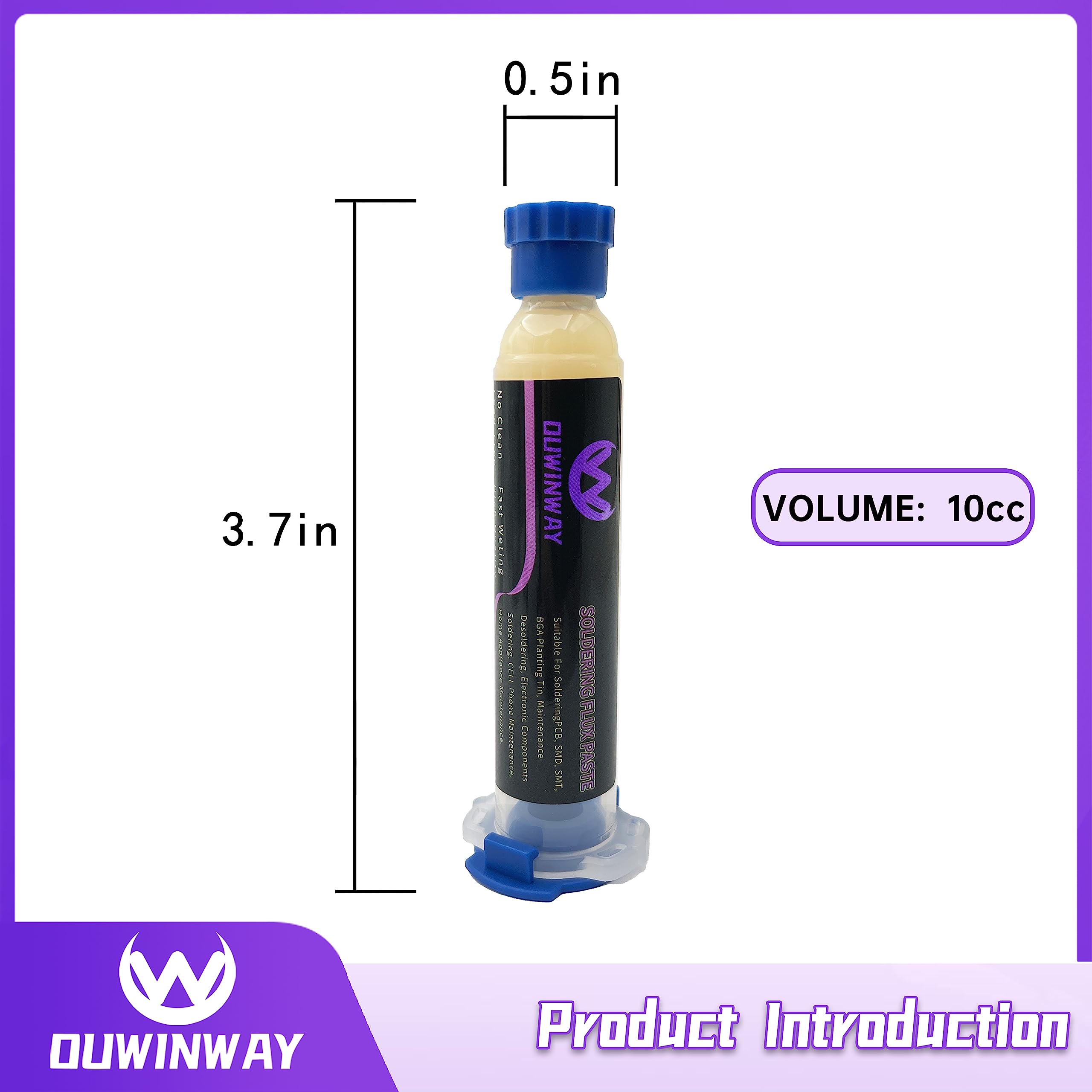 Ouwinway 4-Pack no Clean Soldering Flux Paste,Solder Flux for Electrical Soldering,for Copper Pipe Brazing, Tin Soldering,10cc/Bottle with 2-Pack Solder Wick