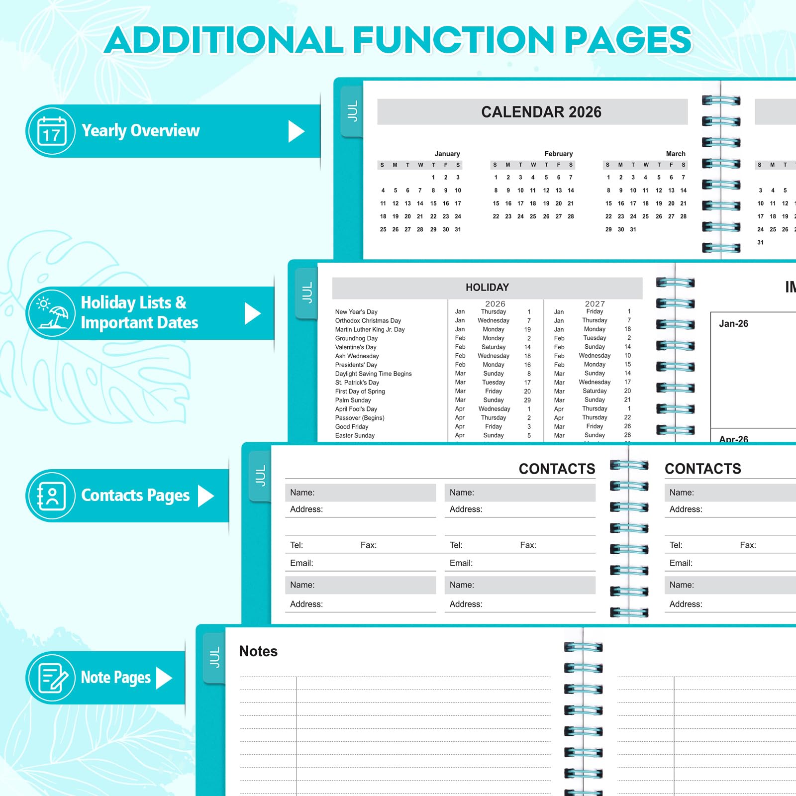 Planner 2026-2027 – Agenda 2026-2027: Planner Weekly and Monthly from July 2026 to June 2027, 8.5" x 11", 2026-2027 Calendar Planner with Monthly Tabs, Flexible Cover, Thick Paper, Inner Pocket for School Office Supplies(Green)