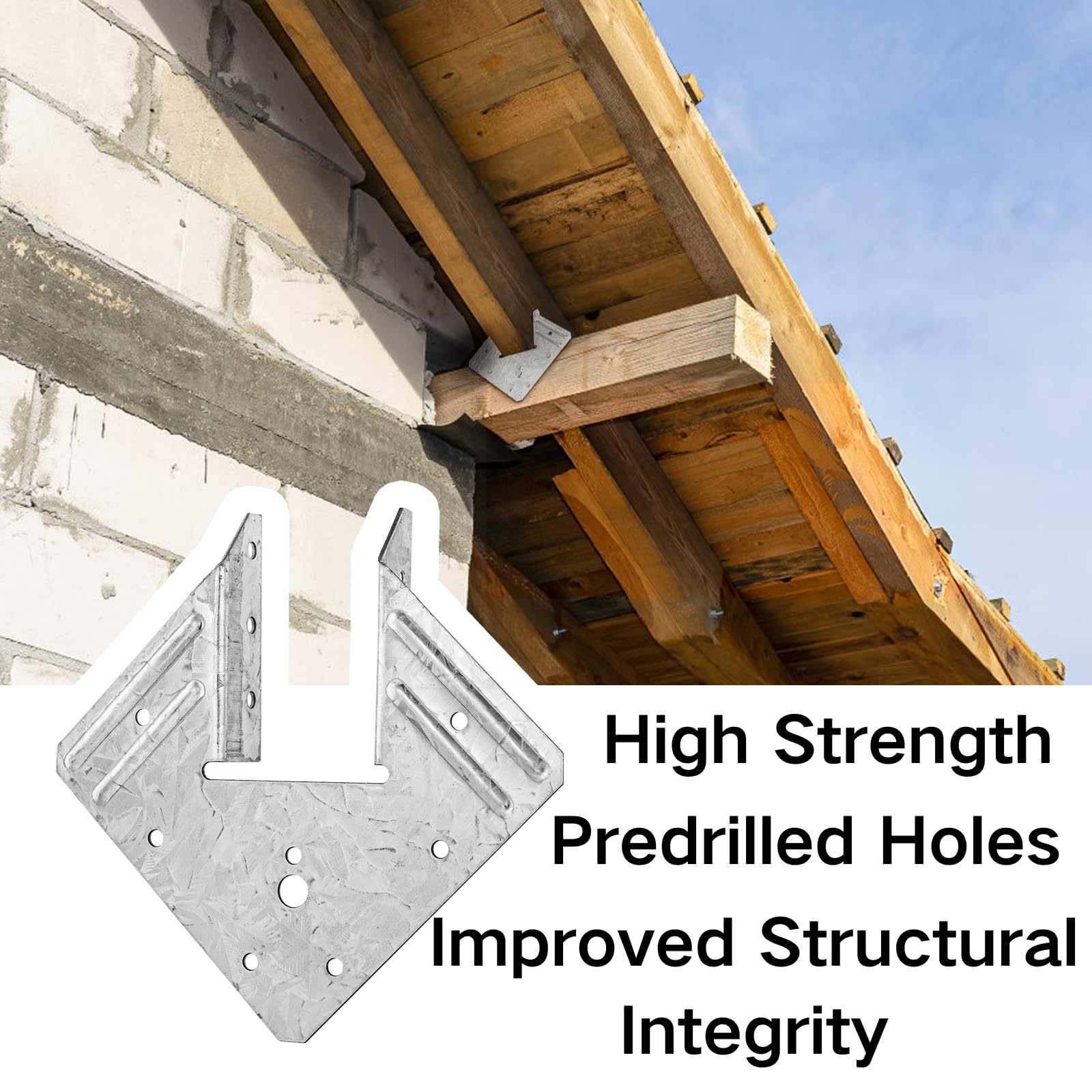 Coloch 20 Pack 18-Gauge Hurricane Tie, Hot Dip Galvanized Steel Joist Hangers Rafter Tie Brackets Heavy Duty Connector for Roofing Trusses, Wood Timbers, Resist High Wind/ Earthquake Forces