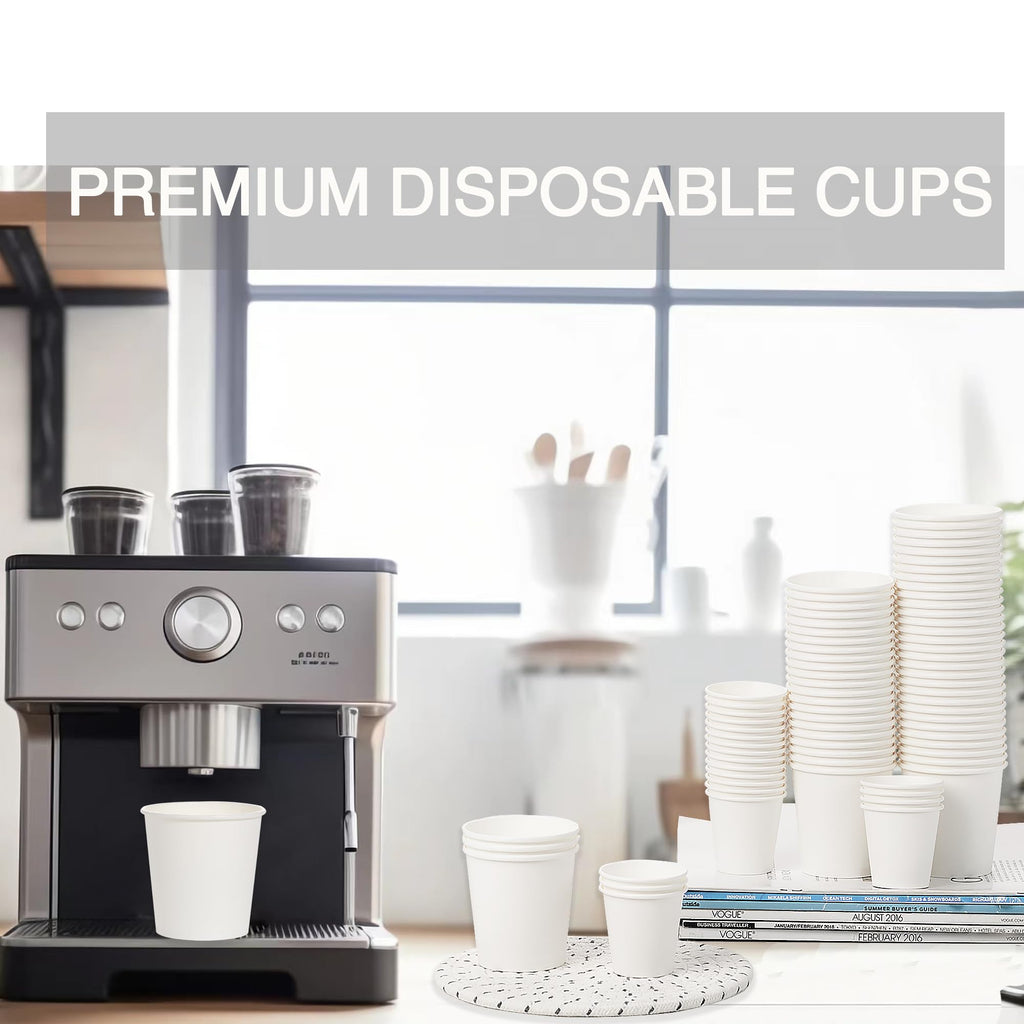 [600 Pack] Dbfengbilian Disposable Coffee Paper Cups, Espresso, Hot Coffee Paper Cups for Party, Picnic, Bathroom Mouthwash, Travel and Events White (3oz)