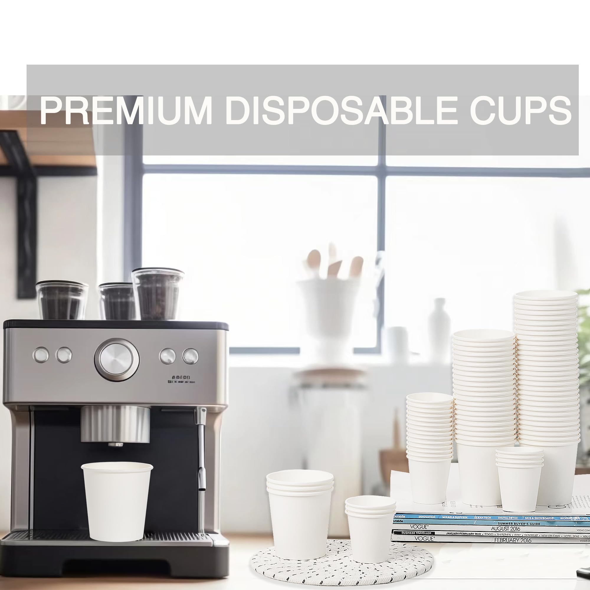[600 Pack] Dbfengbilian Disposable Coffee Paper Cups, Espresso, Hot Coffee Paper Cups for Party, Picnic, Bathroom Mouthwash, Travel and Events White (3oz)