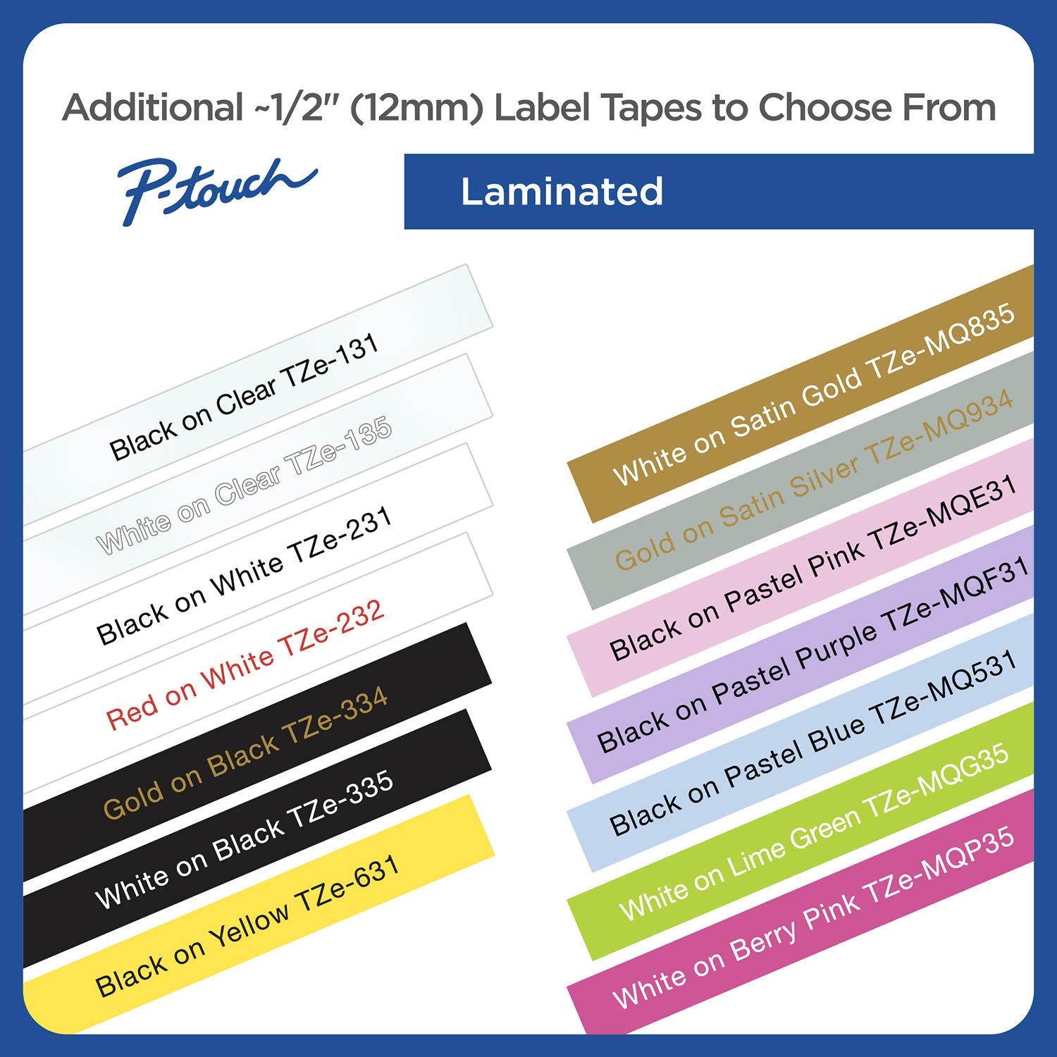 Brother Genuine TZeFA3 Navy on White Fabric Iron-on 12 mm Tape for P-Touch Label Makers