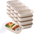 NROZIET 50 Pack Meal Prep Containers with PP Lid, 23oz Disposable Take Out Food Containers, Microwave Safe Cardboard Bagasse To Go Paper Bowls Soup Serving Bowls for Salad, Leftovers
