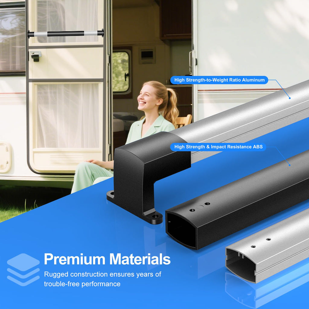 RV Screen Door Handle Adjustable Cross Bar Universal Fit Push Bar Metal and Plastic Durable Construction Crossbar for Travel Trailer Motorhome Camper Accessories
