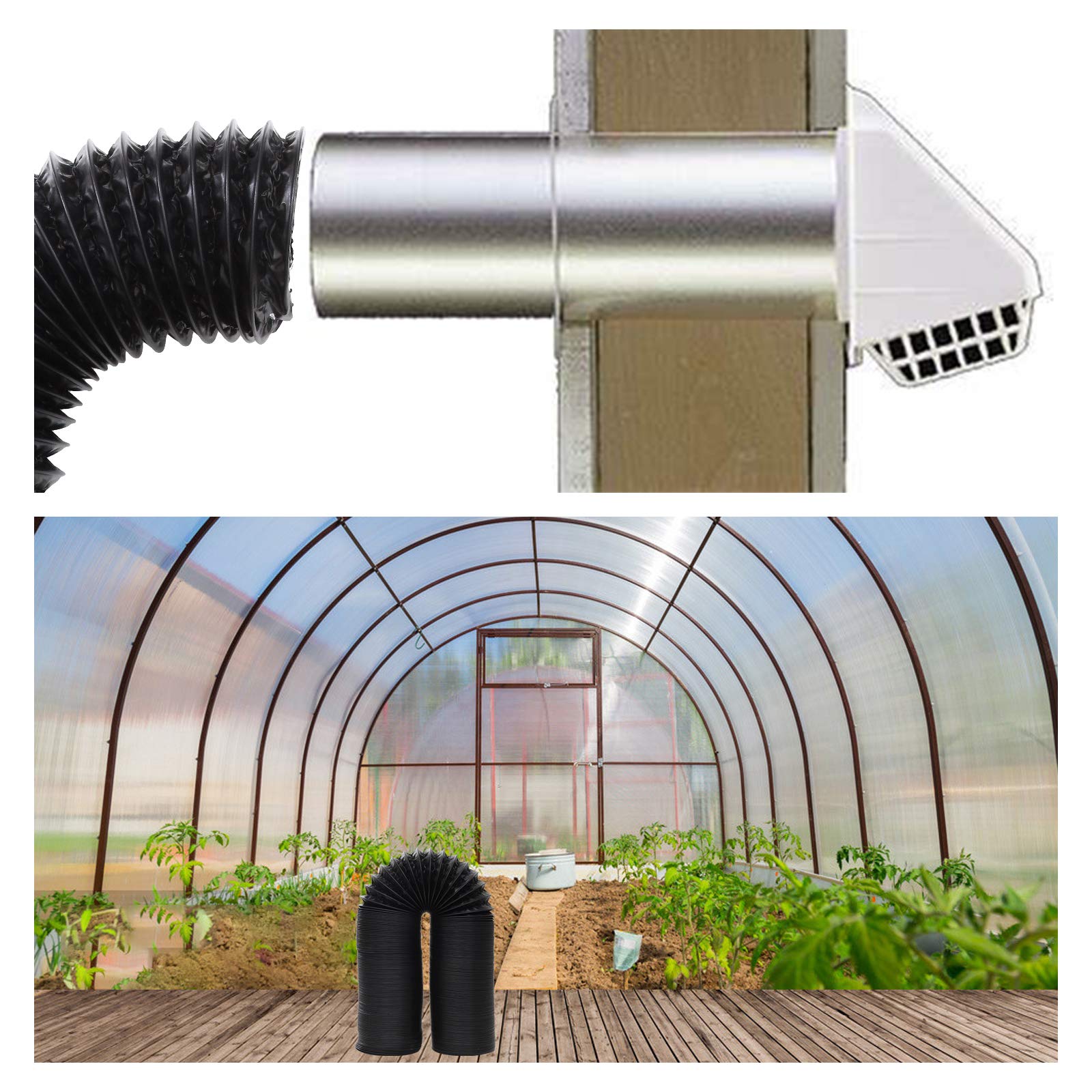 3Inch Flexible Ducting Hose 16.5 feet Black Aluminum Ducting Dryer Vent Hose with 2 Screw Clamps for Heating Ventilation Air Conditioning (HVAC), Boat Blower, Exhaust Grow Tents