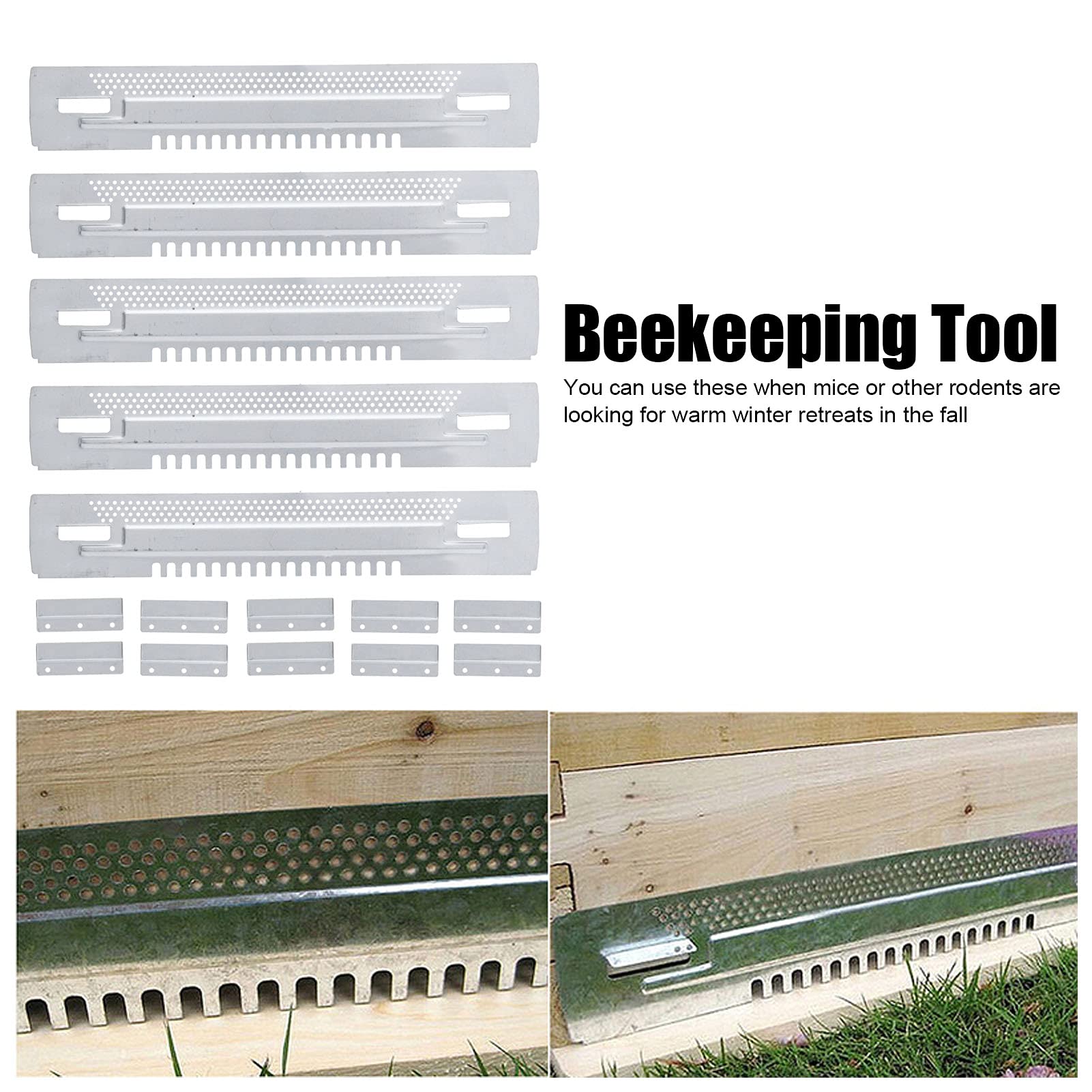 OUKENS 5 Pieces Mouse Guards for Bee Hives, Beehive Travel Gate, Bee Mouse Guard, Detachable Escapeproof Hives Entrance Reducer