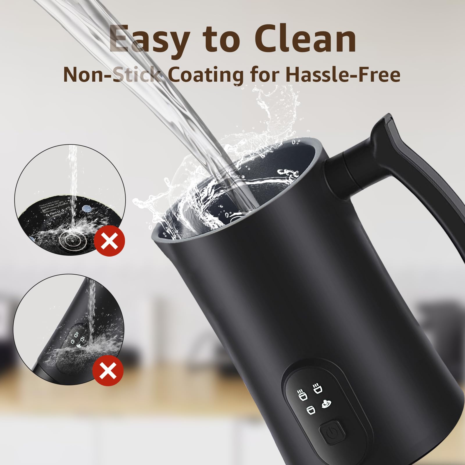 Milk Frother, 4 in 1 Electric Milk Steamer,11.8oz/350ml Automatic Warm and Cold Foam frother for Coffee, Latte, Macchiato, Cappuccino, Hot Chocolate