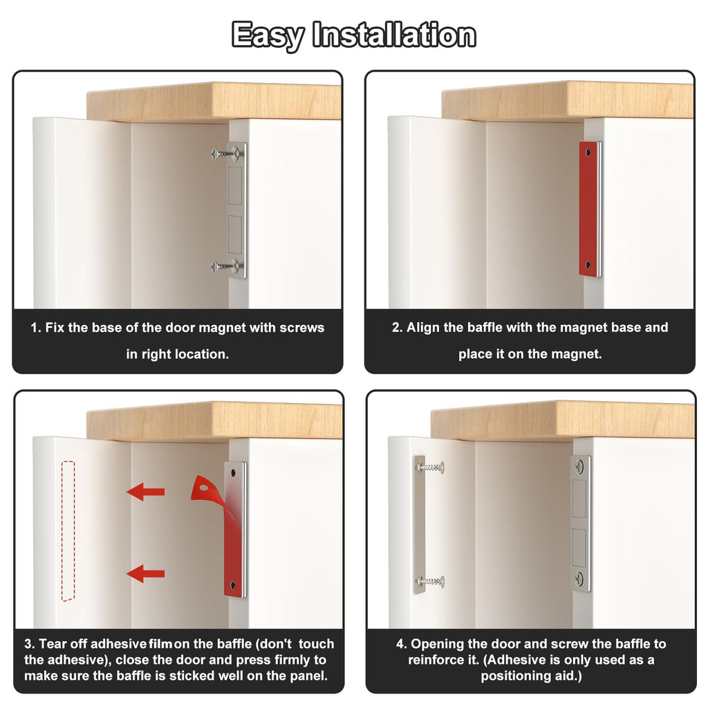 Cabinet Door Magnets Jiayi 4 Pack Magnetic Door Catches Ultra Thin Cupboard Magnets Dual Magnets Catch Latches Cabinet Magnets for Furniture Closet Cupboard Door Closing Magnetic Latch Door Closure